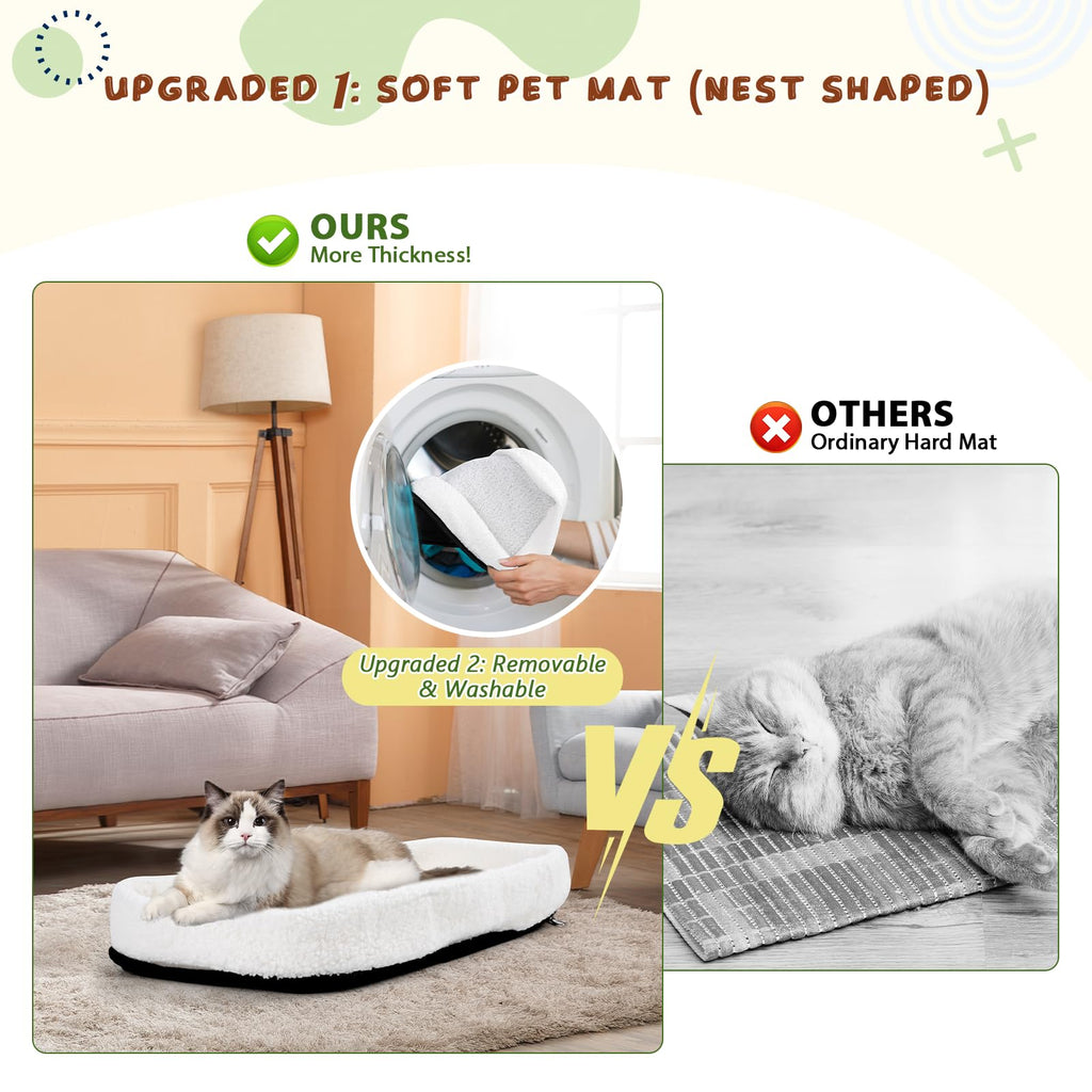 Romon Sac Transport Chat, Caisse de Transport Chien Respirant et Pliable jusqu'à 6 kg, Transporteurs avec Matelas en Peluche, Boîte de Transport avec Bandoulière Réglable, 17.3x11x9.8 inch, Noir