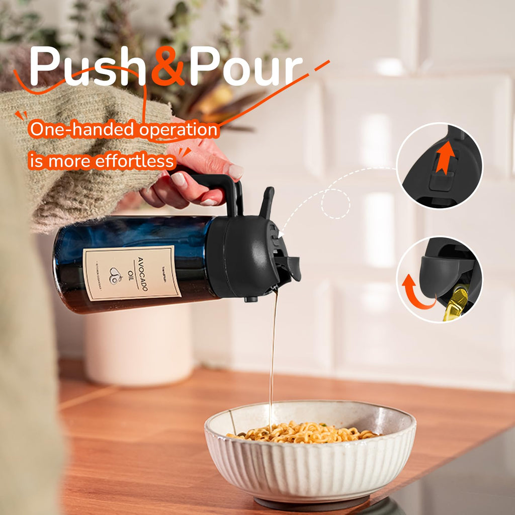 TrendPlain Vaporisateur Huile Cuisine 470ml – Spray 2-en-1 Air Fryer, Salades & Cuisson (Noir)