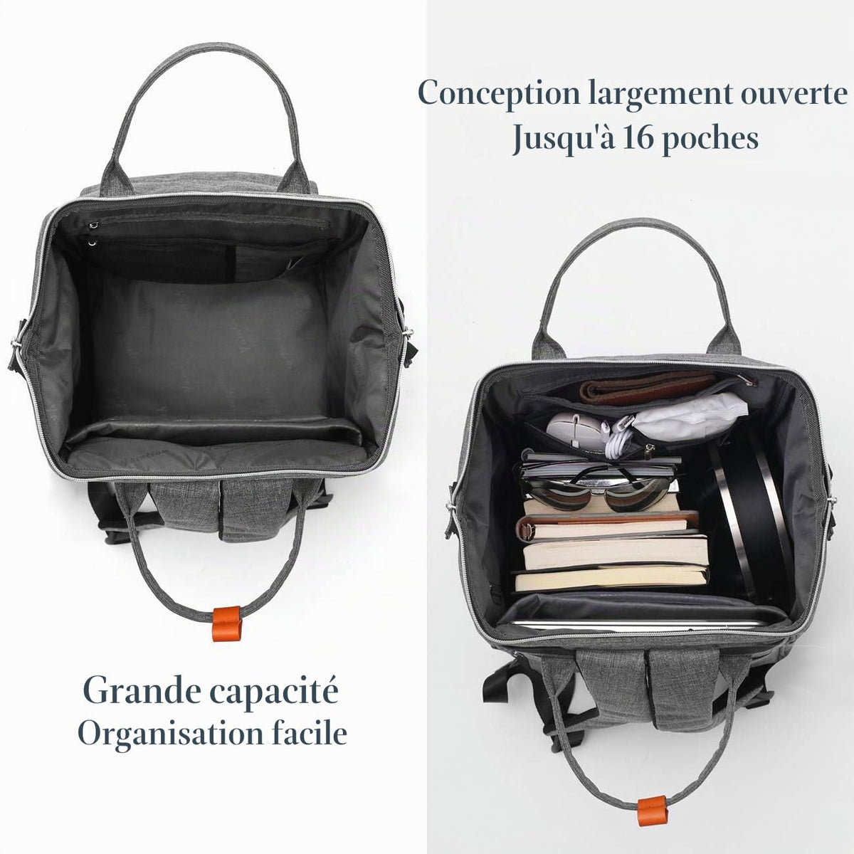 Sac à Dos Femme – Ordinateur Portable 15,6" & 17,3", Port USB, Poche RFID, Grande Capacité – École, Travail, Voyage