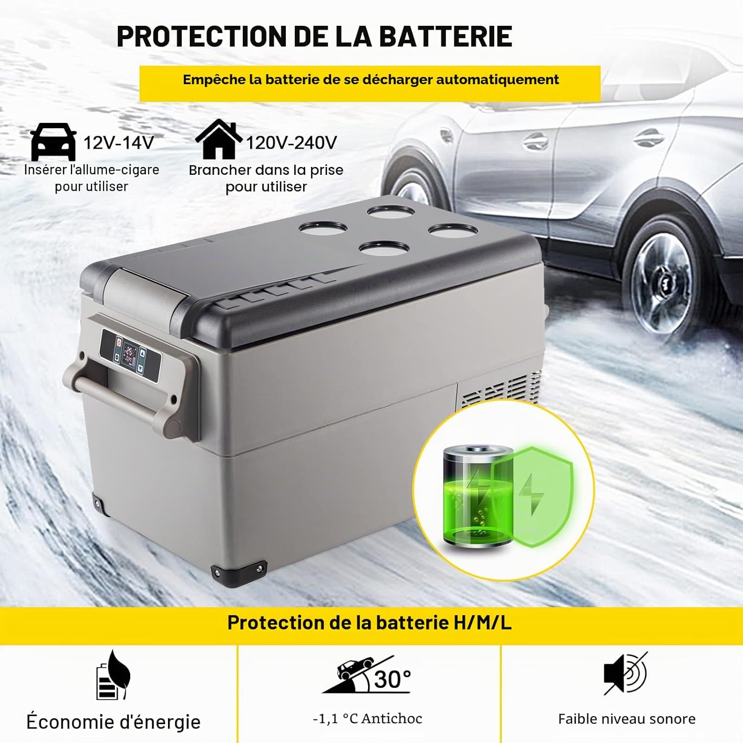 VEVOR Glacière Électrique Voiture, 45 L, Réfrigérateur Portable à Compression, 60 W, Mini Frigo, 69,3x34,5x45,6 cm, Glacière Électrique, Mini Congélateur Compresseur pour Maison/Voiture/Camping
