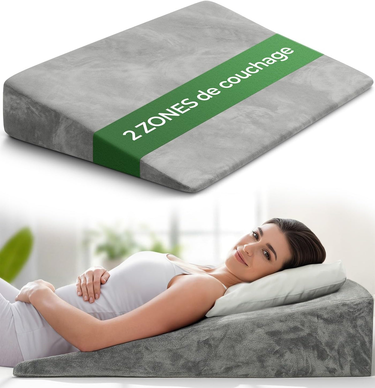 Well B4 Coussin cale pour lit et canapé, cale de Matelas, Reflux [avec 2 Zones de Couchage], de Lecture pour rehausser Le Sommeil comme tête, rehausseur de lit, de Soutien