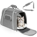 Romon Sac Transport Chat, Caisse de Transport Chien Respirant et Pliable jusqu'à 6 kg, Transporteurs avec Matelas en Peluche, Boîte de Transport avec Bandoulière Réglable, 17.3x11x9.8 inch, Noir