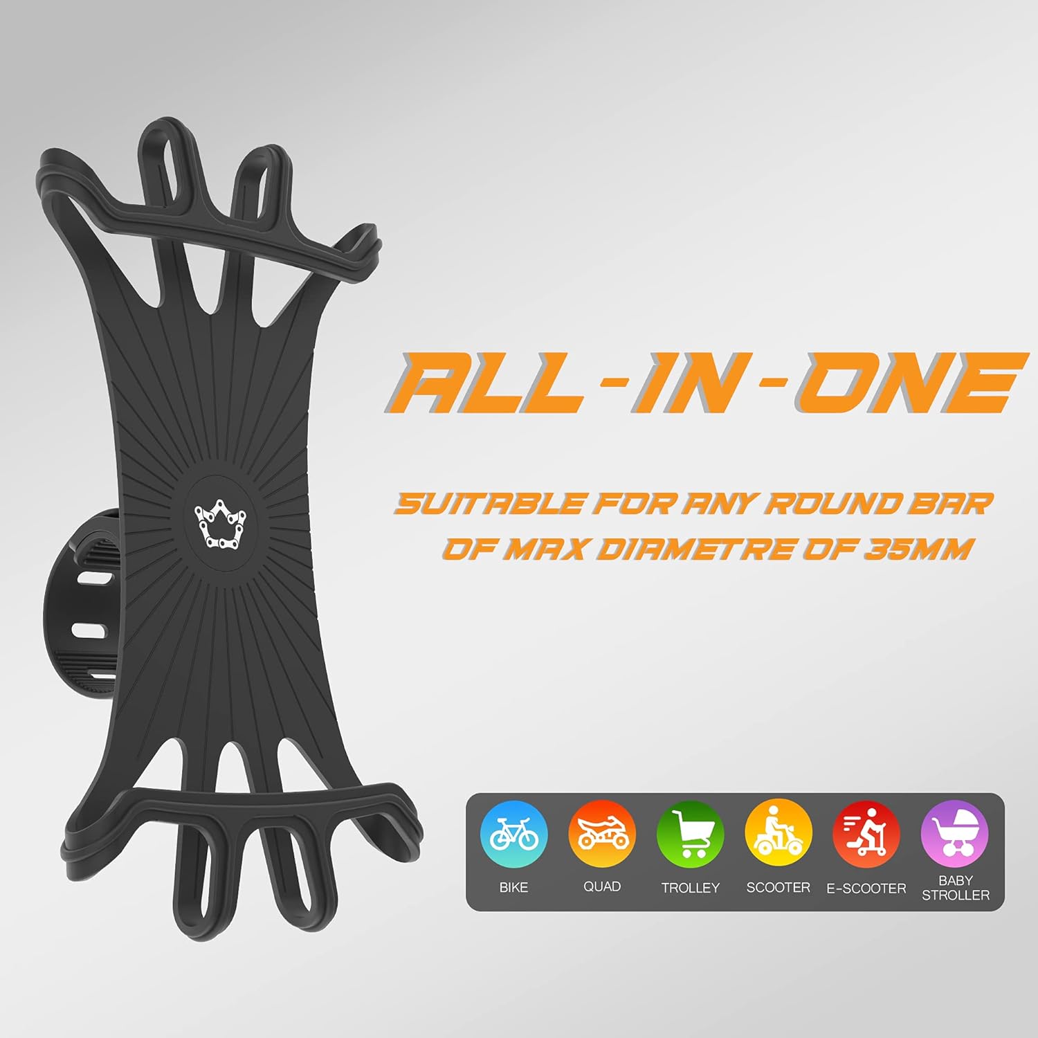 ByKing Support de téléphone pour vélo rotatif à 360 ° pour smartphones jusqu'à 16,7 cm Support de téléphone pour vélo moto scooter chariot Silicone anti-vibration