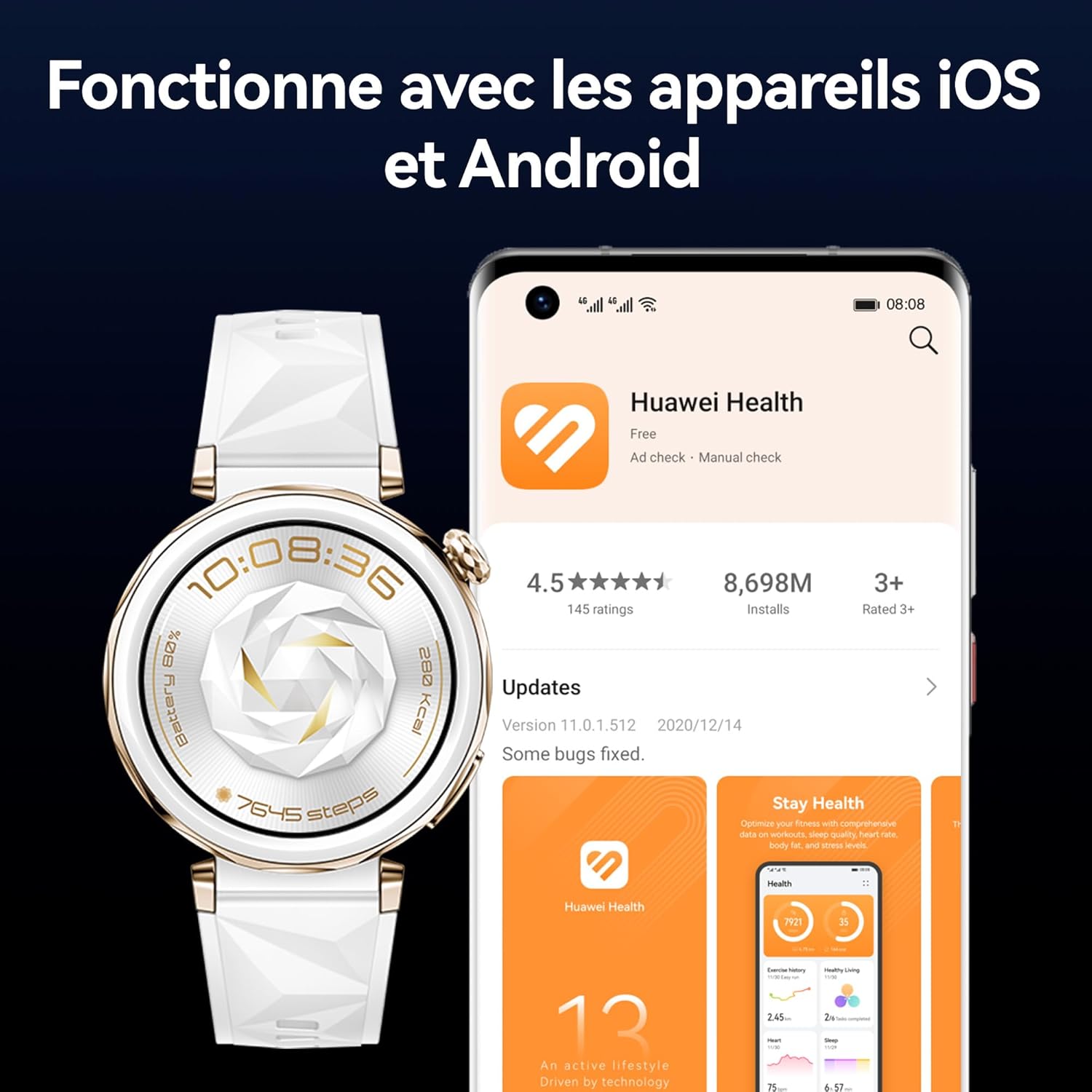 HUAWEI Watch GT 5 41mm Montre Connectée, Design aux Lignes épurées, Nouvelle expérience de Course à Pieds et de Cyclisme, Suivi de la santé, Jusqu'à 7 Jours d'autonomie, iOS & Android, Or