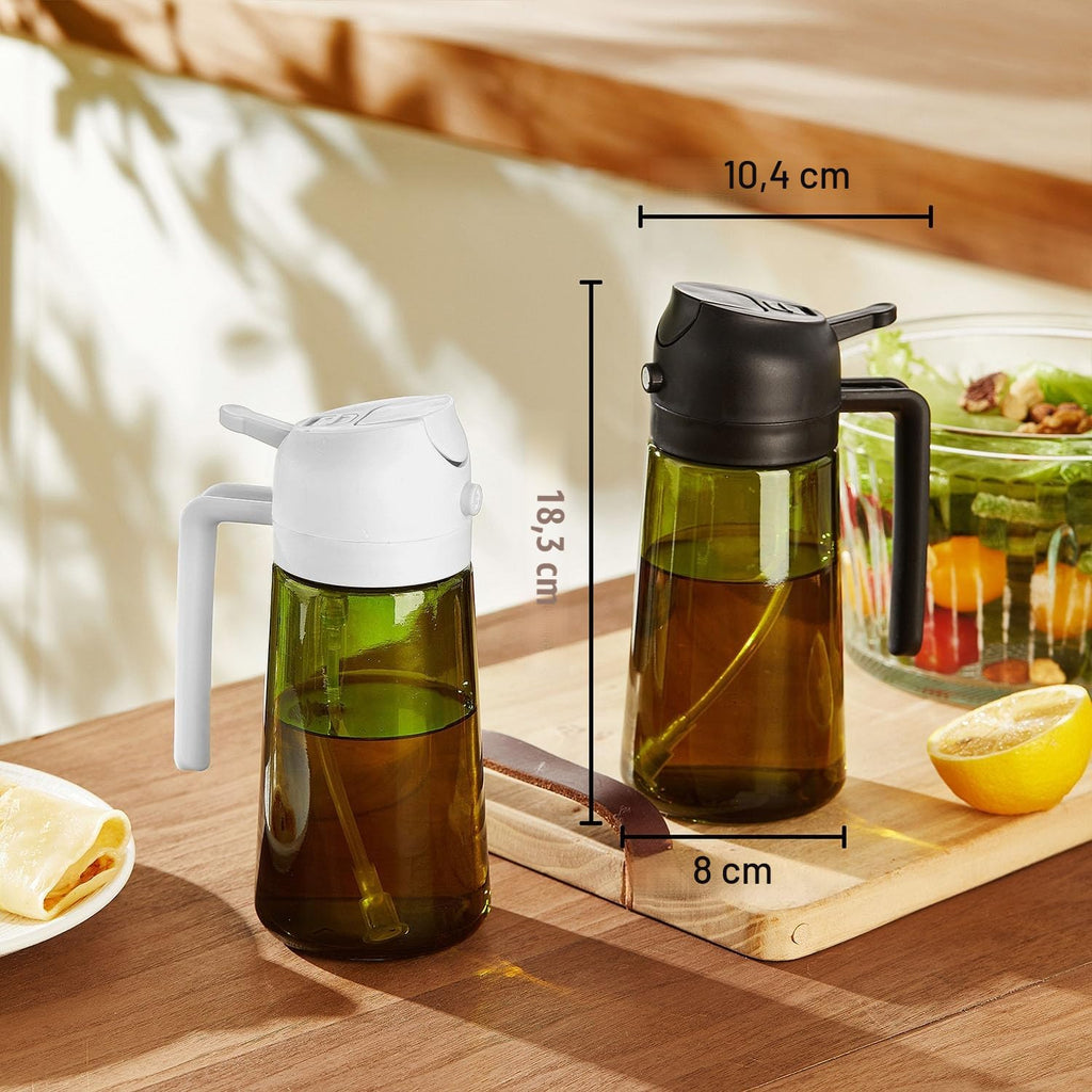 TrendPlain Vaporisateur Huile Cuisine 470ml – Spray 2-en-1 Air Fryer, Salades & Cuisson (Noir)