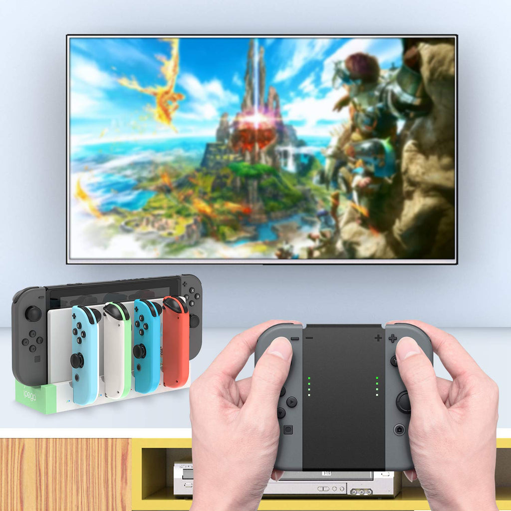 Station de Charge pour Nintendo Switch/OLED Joycon, Blanc | (Non pour Switch 2) FYOUNG Chargeur Joycon avec Indicateurs LED, Dock de Recharge pour Manettes, Sans Fil Nécessaire
