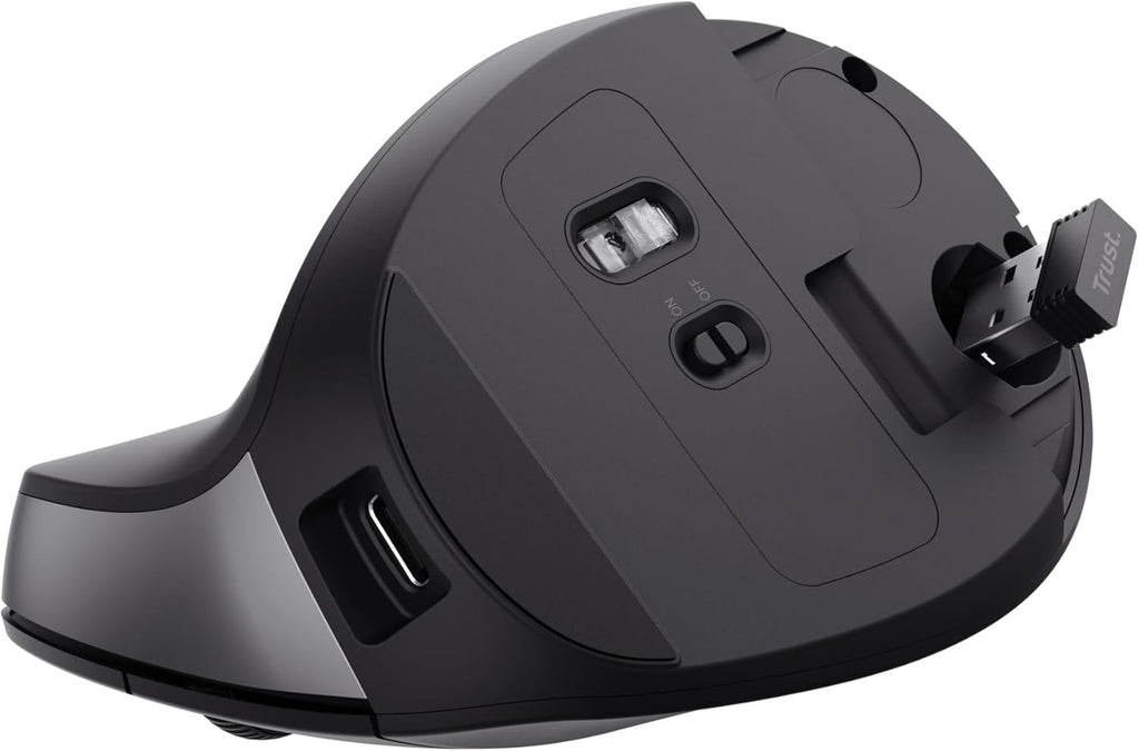 Trust Yuno Souris Ergonomique Verticale sans Fil Rechargeable – Angle 57°, 3 Mois Autonomie, Plastique Recyclé, PC & Mac