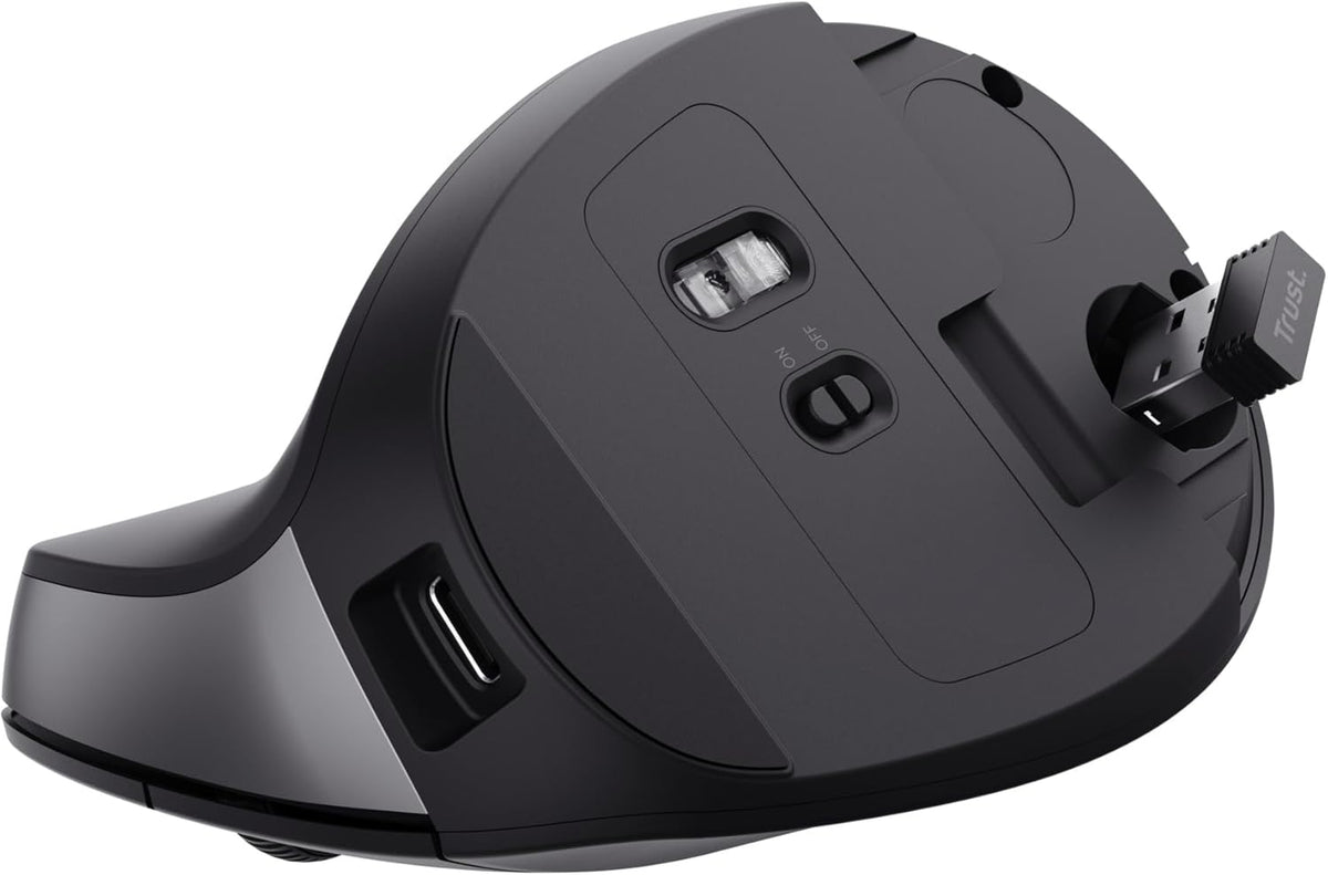 Trust Yuno Souris Ergonomique Verticale sans Fil Rechargeable – Angle 57°, 3 Mois Autonomie, Plastique Recyclé, PC & Mac