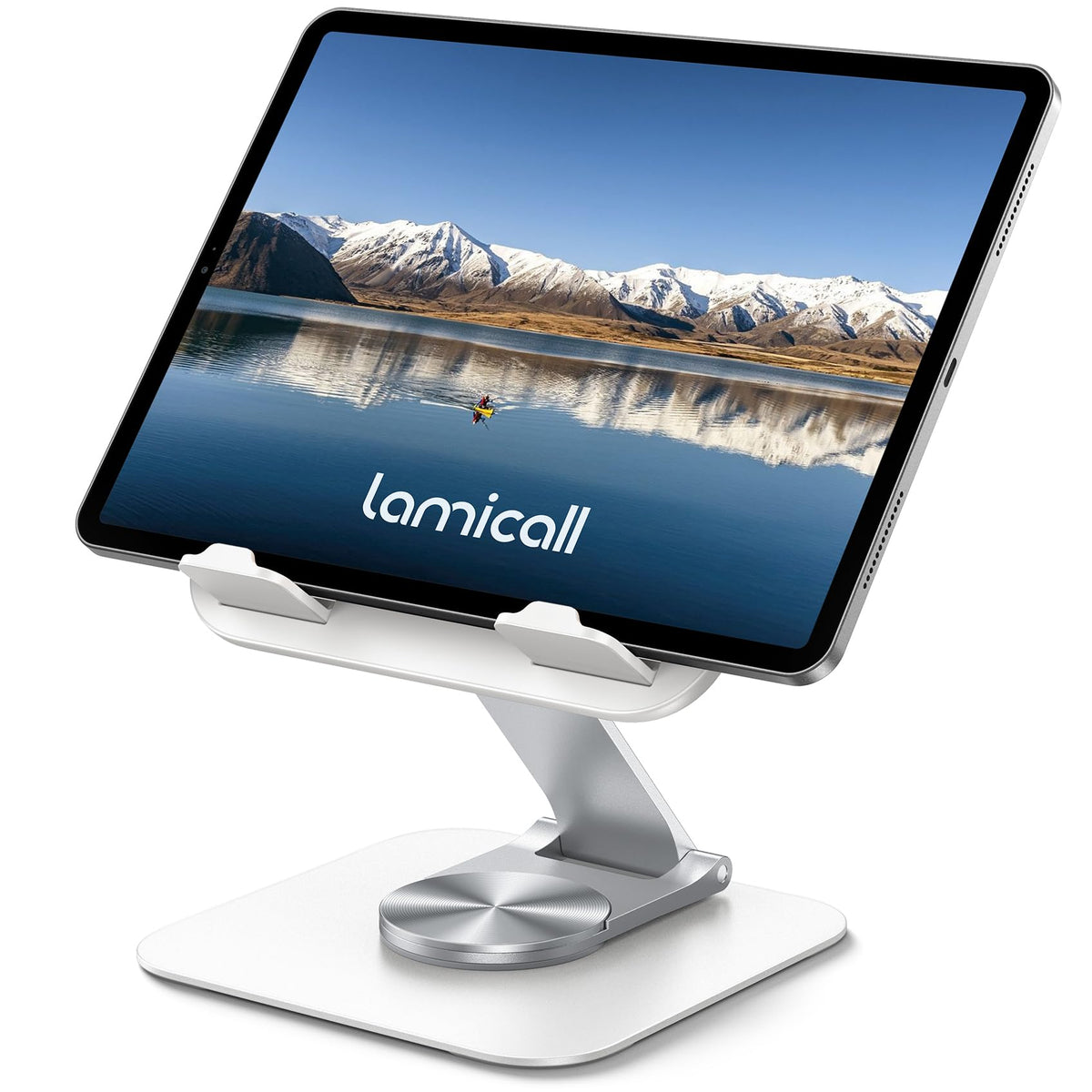 Lamicall Support Tablette Bureau – Base Rotative 360°, Design Ultrafin 15 mm, Double Axe