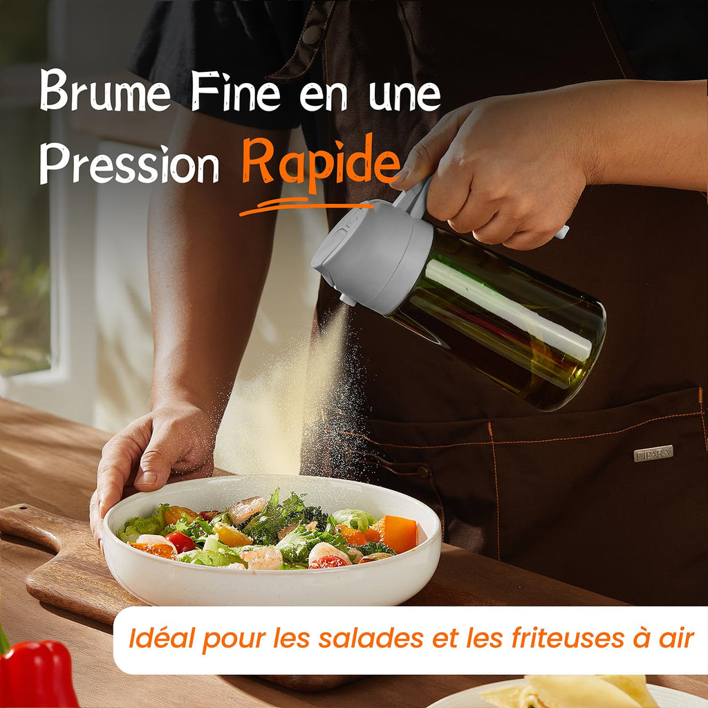 TrendPlain Vaporisateur Huile Cuisine 470ml – Spray 2-en-1 Air Fryer, Salades & Cuisson (Noir)