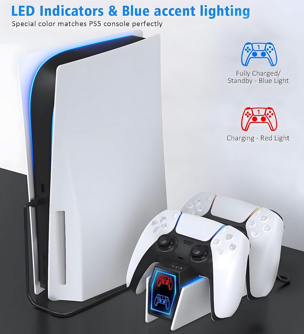 OIVO Chargeur Manette PS5, 2H Rapide Chargeur ps5 avec 2 Types de Câble pour Manette PS5, Station de Chargement Compatible avec Manettes DualSense PlayStation 5