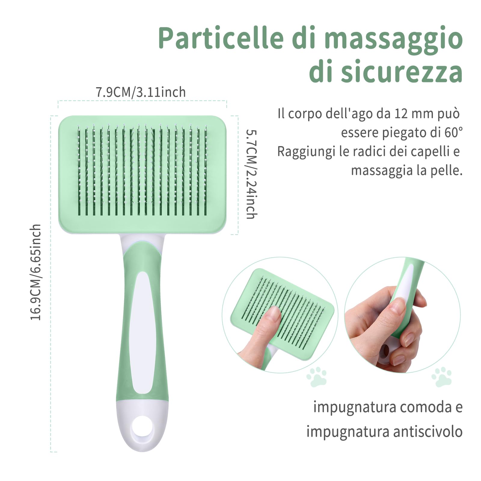 Brosse Autonettoyante Vinabo Chien & Chat – Poils Longs & Courts, Démêlané Doux