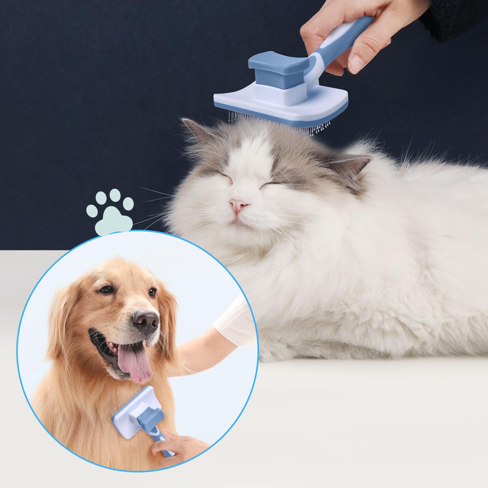 Brosse Autonettoyante Vinabo Chien & Chat – Poils Longs & Courts, Démêlané Doux