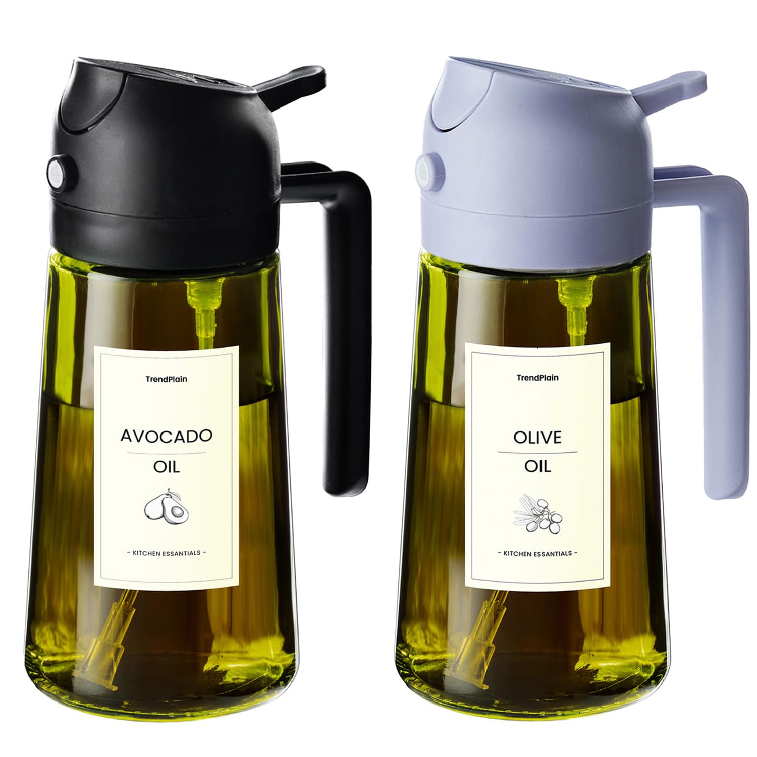 TrendPlain Vaporisateur Huile Cuisine 470ml – Spray 2-en-1 Air Fryer, Salades & Cuisson (Noir)