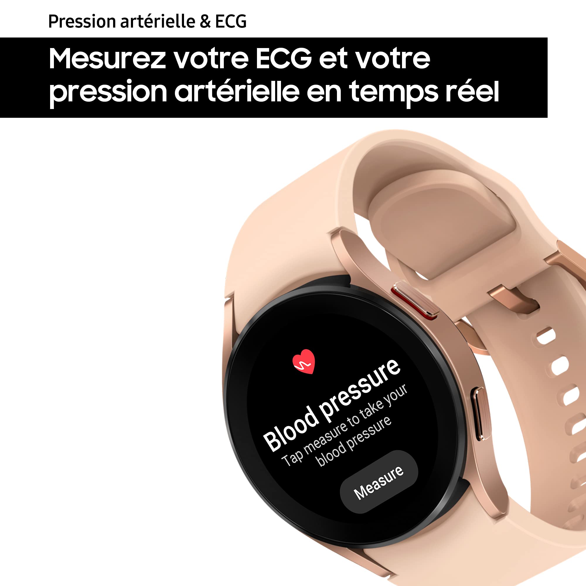 Samsung Galaxy Watch4 Bluetooth, 40 mm, or rose - Montre connectée intelligente, surveillance de la santé, bien-être, sport, IMC, ECG, batterie longue durée – Version FR
