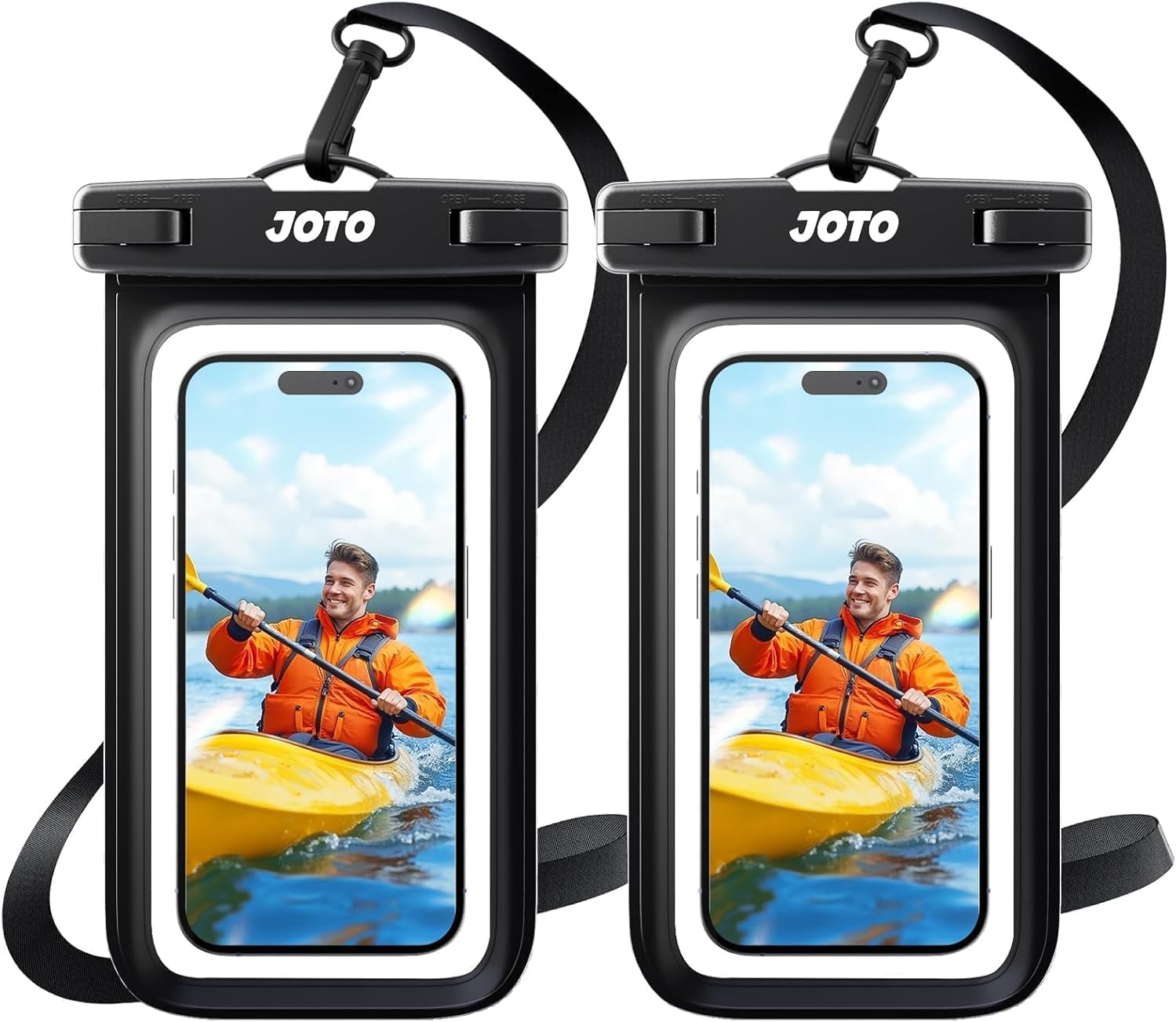 JOTO Pochette Étanche Smartphone IPX8 – Lot de 2, Compatible iPhone 17 à 11, Samsung Galaxy, Redmi, jusqu'à 7 Pouces