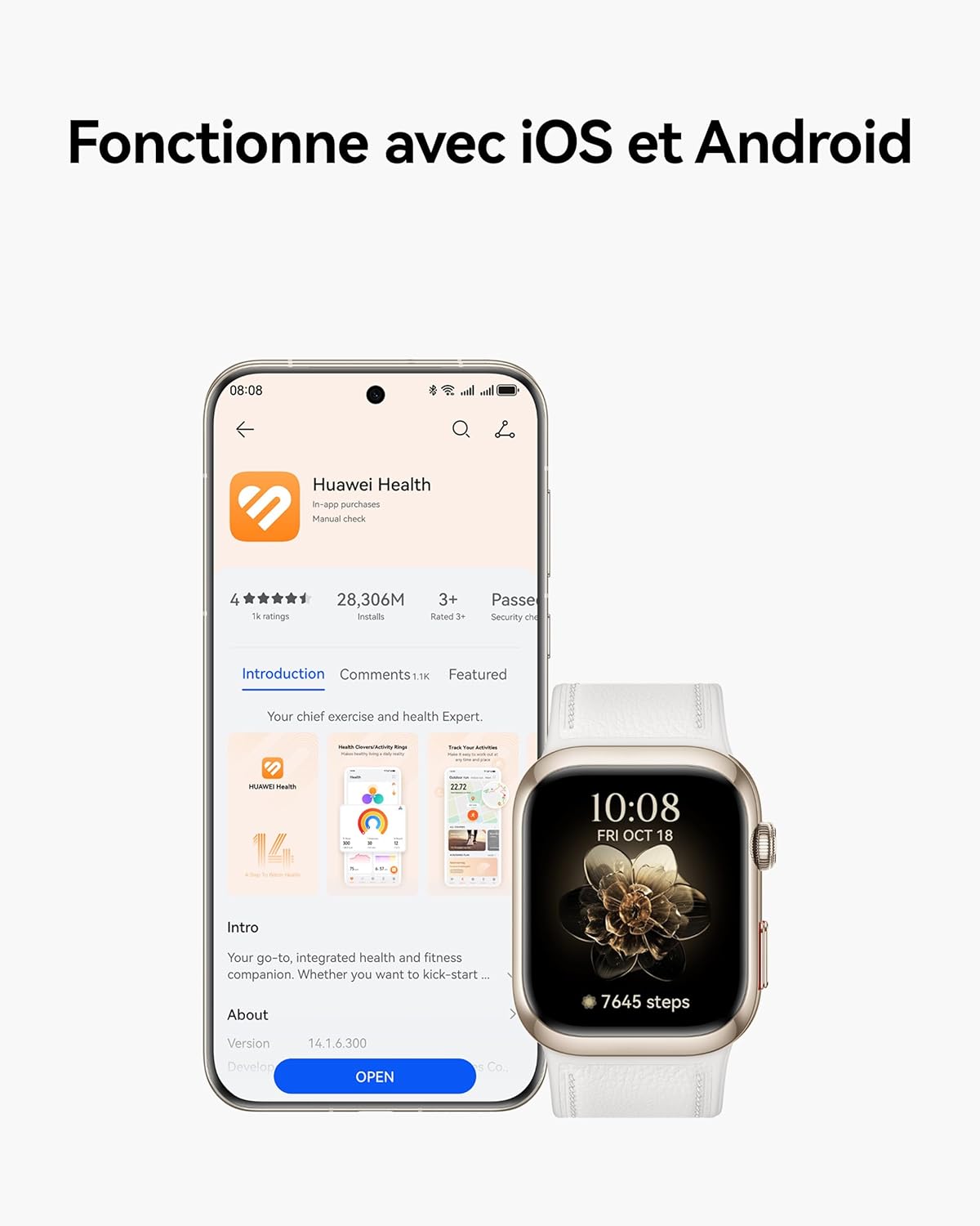 HUAWEI Watch D2 - Montre Connectée Santé - Tension Artérielle 24h, ECG, SpO2, Fréquence Cardiaque - iOS & Android