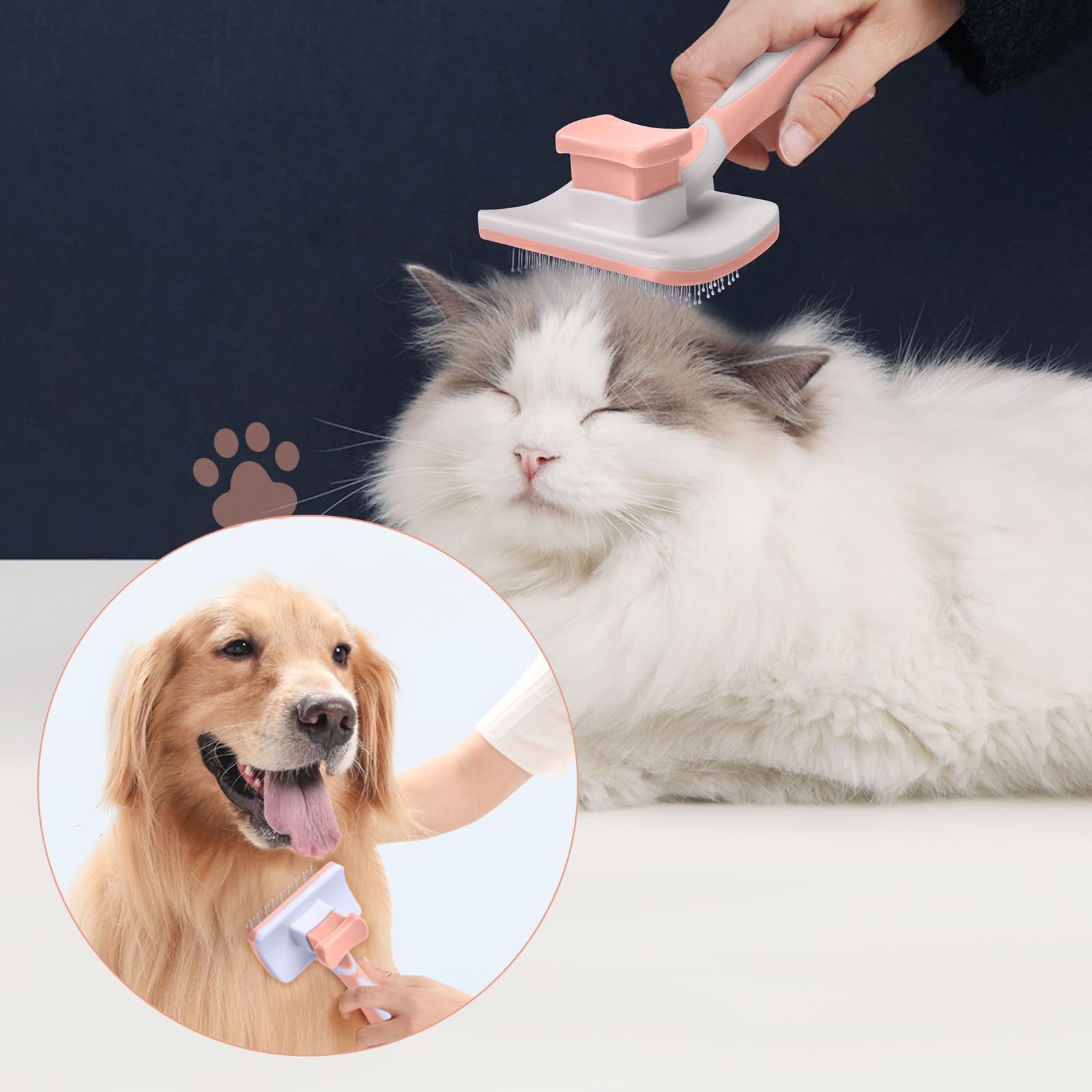 Brosse Autonettoyante Vinabo Chien & Chat – Poils Longs & Courts, Démêlané Doux