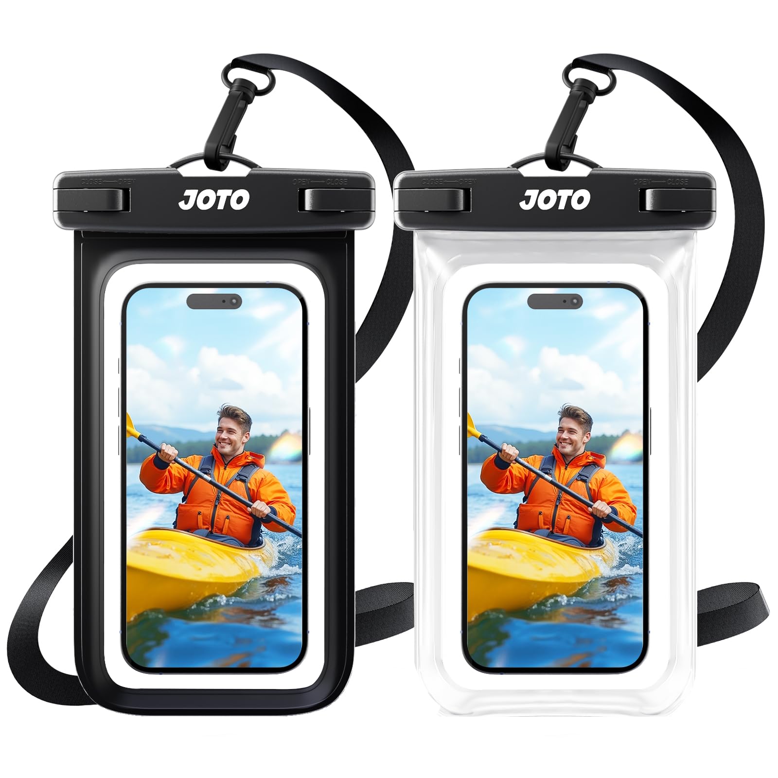 JOTO Pochette Étanche Smartphone IPX8 – Lot de 2, Compatible iPhone 17 à 11, Samsung Galaxy, Redmi, jusqu'à 7 Pouces