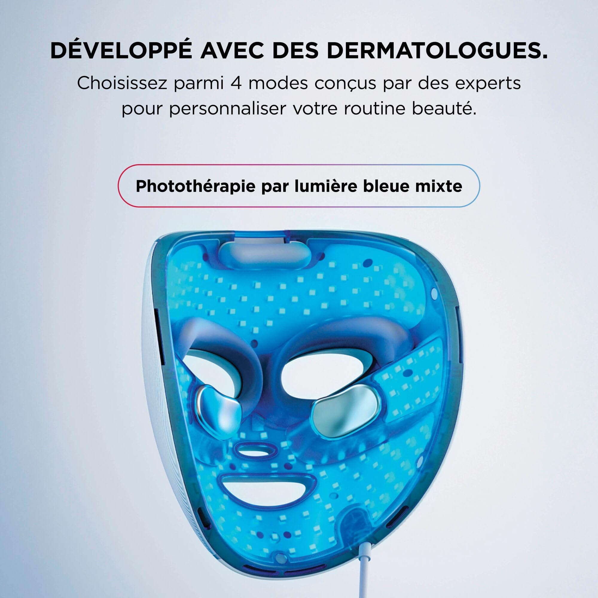 Masque LED Shark CryoGlow avec rafraîchissement du contour des yeux, LED rouge et bleue, Photothérapie par lumière infrarouge, USB-C, Télécommande, Sac de rangement, Sangles réglables