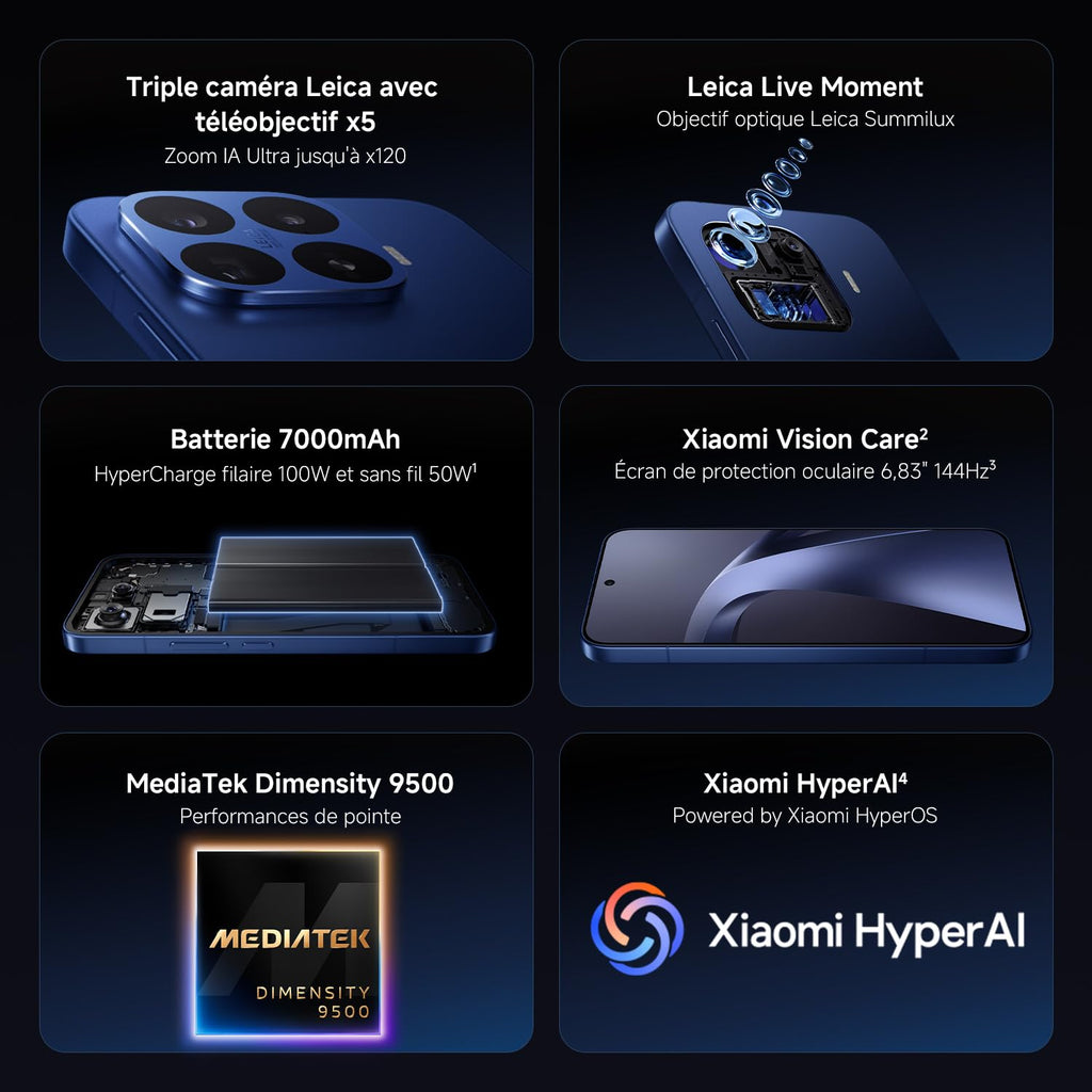 Xiaomi 17T Pro – Smartphone 12+1024 Go, écran 6,83" 144Hz, Batterie 7000mAh, Téléobjectif Leica x5, HyperCharge 100W