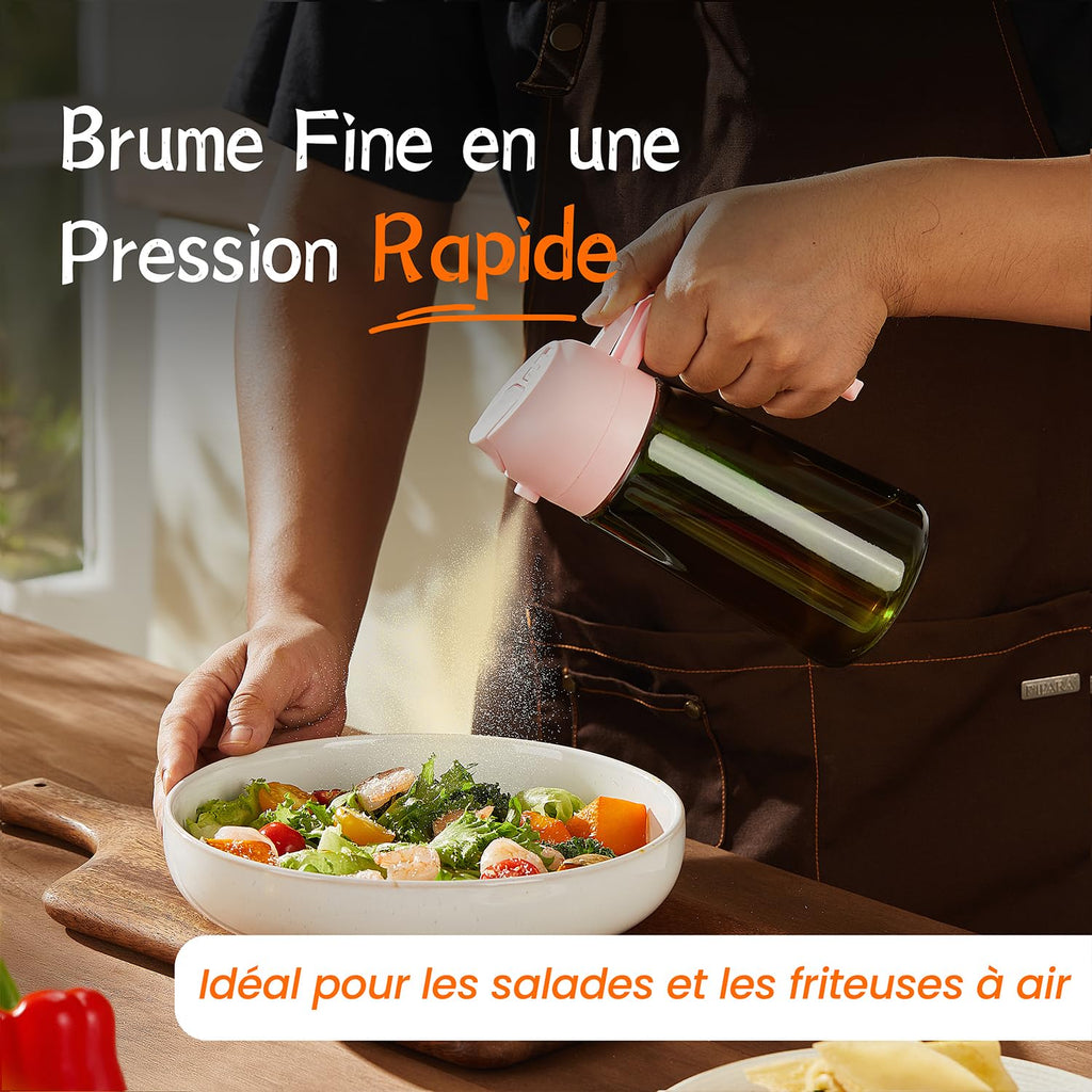 TrendPlain Vaporisateur Huile Cuisine 470ml – Spray 2-en-1 Air Fryer, Salades & Cuisson (Noir)