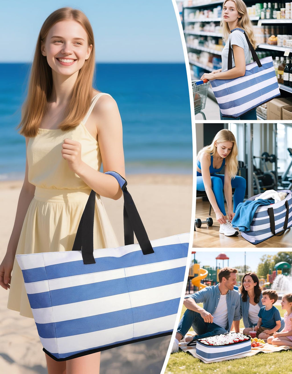 CIRYCASE Sac de Plage XXL 54L avec Isotherme Détachable – Étanche, Compartiment Sec-Humide, Pliable, Femme/Famille