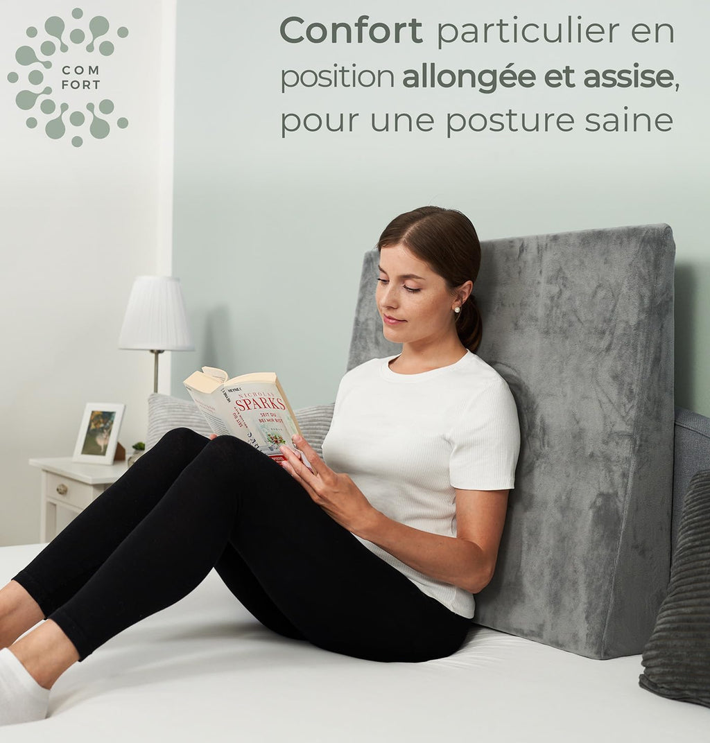 Well B4 Coussin cale pour lit et canapé, cale de Matelas, Reflux [avec 2 Zones de Couchage], de Lecture pour rehausser Le Sommeil comme tête, rehausseur de lit, de Soutien