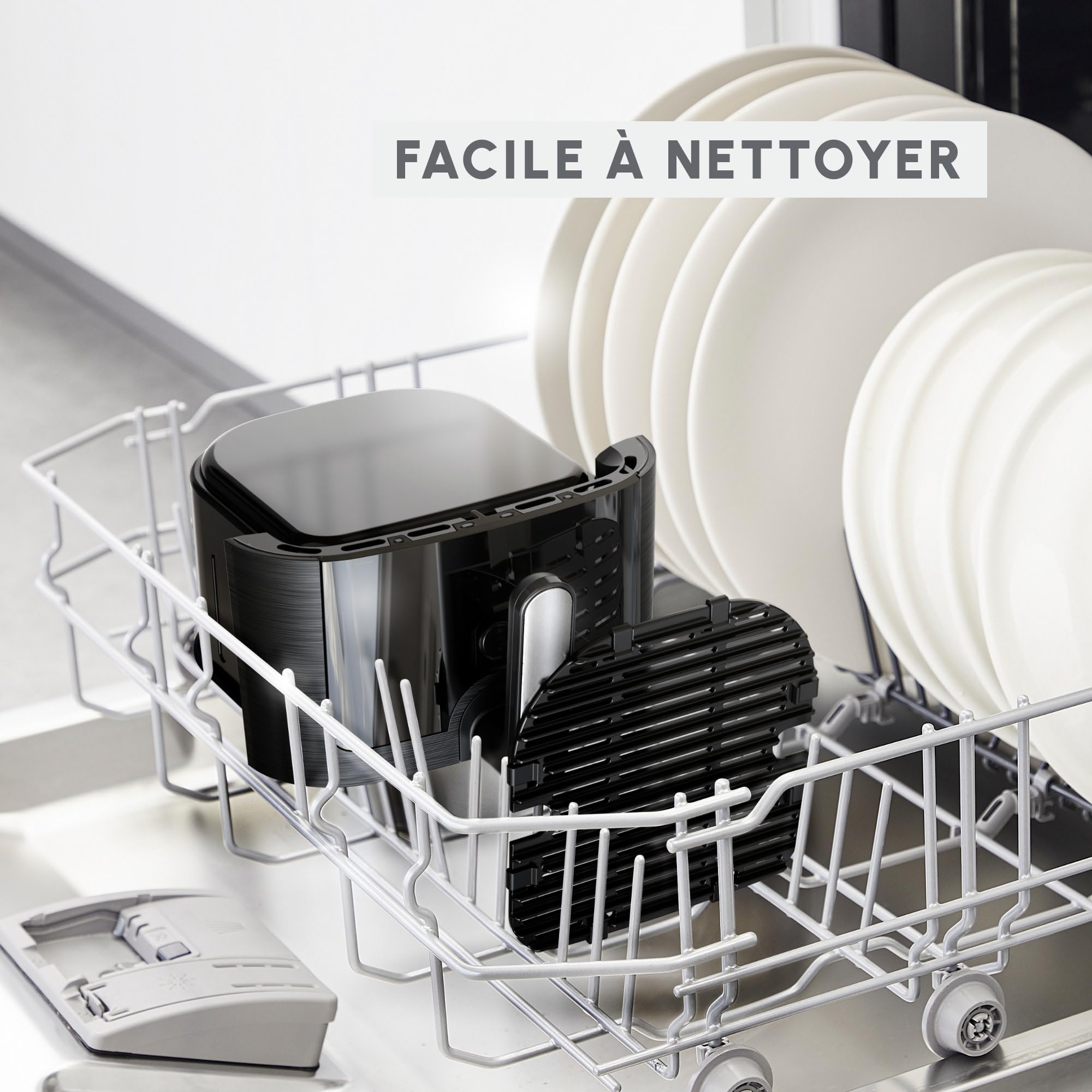 Moulinex Friteuse sans huile + Gril, Capacité XL 4,6L, Jusqu'à 6 personnes, 8 Programmes automatiques, Air Fryer, Ecran tactile digital, Température réglable, Easy Fry & Grill 2en1, EZ505810