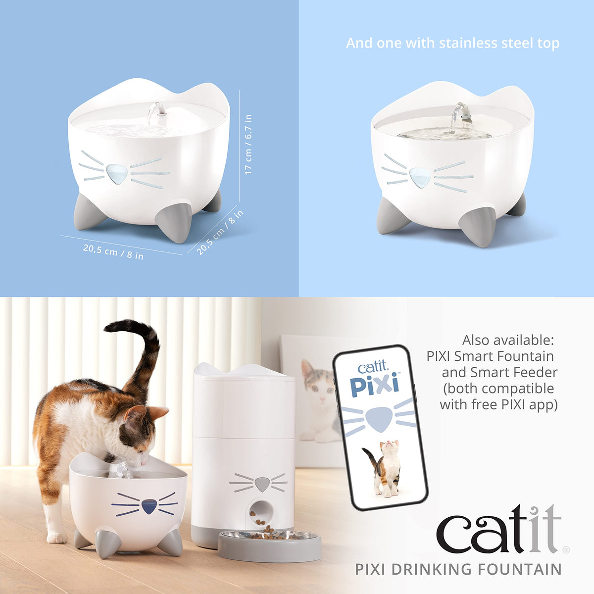 Catit Pixi Fontaine à Eau pour Chat 2,5 L Blanc
