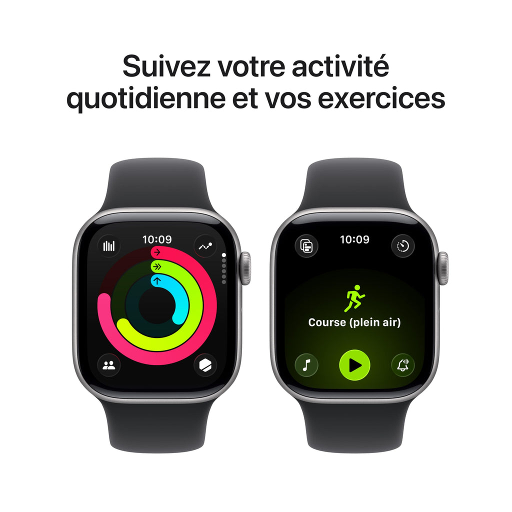 Apple Watch Series 11 GPS + Cellular 46 mm – Boîtier Gris sidéral, Bracelet Sport Noir