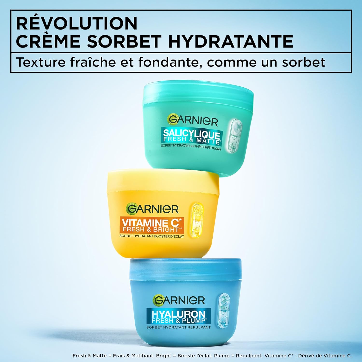 GARNIER SkinActive Hyaluron - Crème Sorbet Hydratante Repulpante Fresh & Plump 85ml - Acide Hyaluronique & Niacinamide