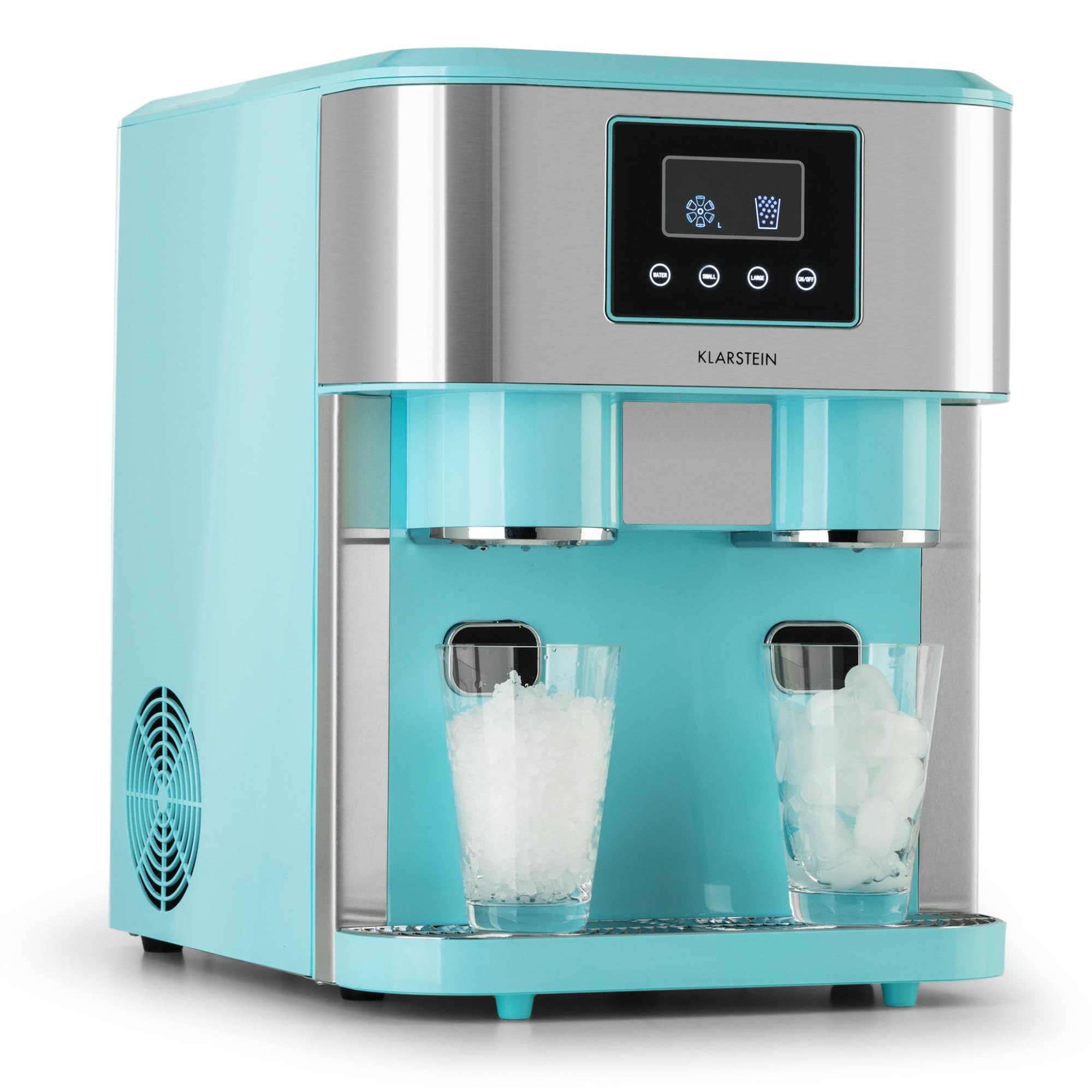 Klarstein Eiszeit Crush Machine à Glaçons Argent – réservoir 1,8 L, 15 kg/24 h, glaçons en 12 min, ~16/cycle | Glace pilée, écran tactile, alarmes