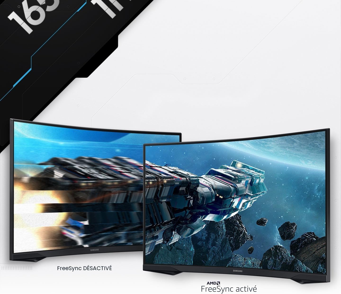 Samsung Odyssey G55C 32'' – Moniteur Gaming QHD 2560x1440, 165Hz, 1ms, Dalle VA Incurvée 1000R, HDR10, AMD FreeSync, DisplayPort & HDMI