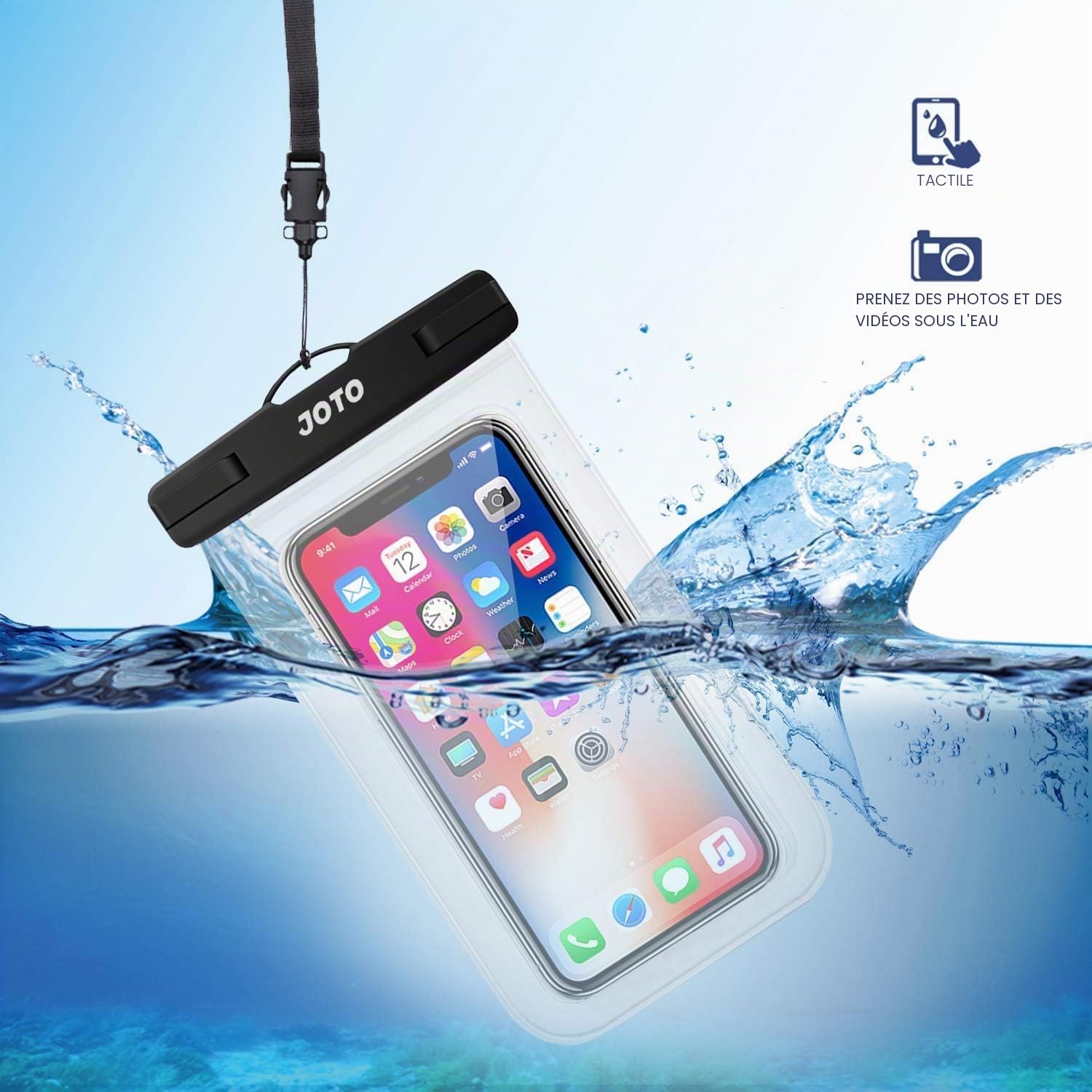 JOTO Pochette Étanche Smartphone IPX8 – Lot de 2, Compatible iPhone 17 à 11, Samsung Galaxy, Redmi, jusqu'à 7 Pouces