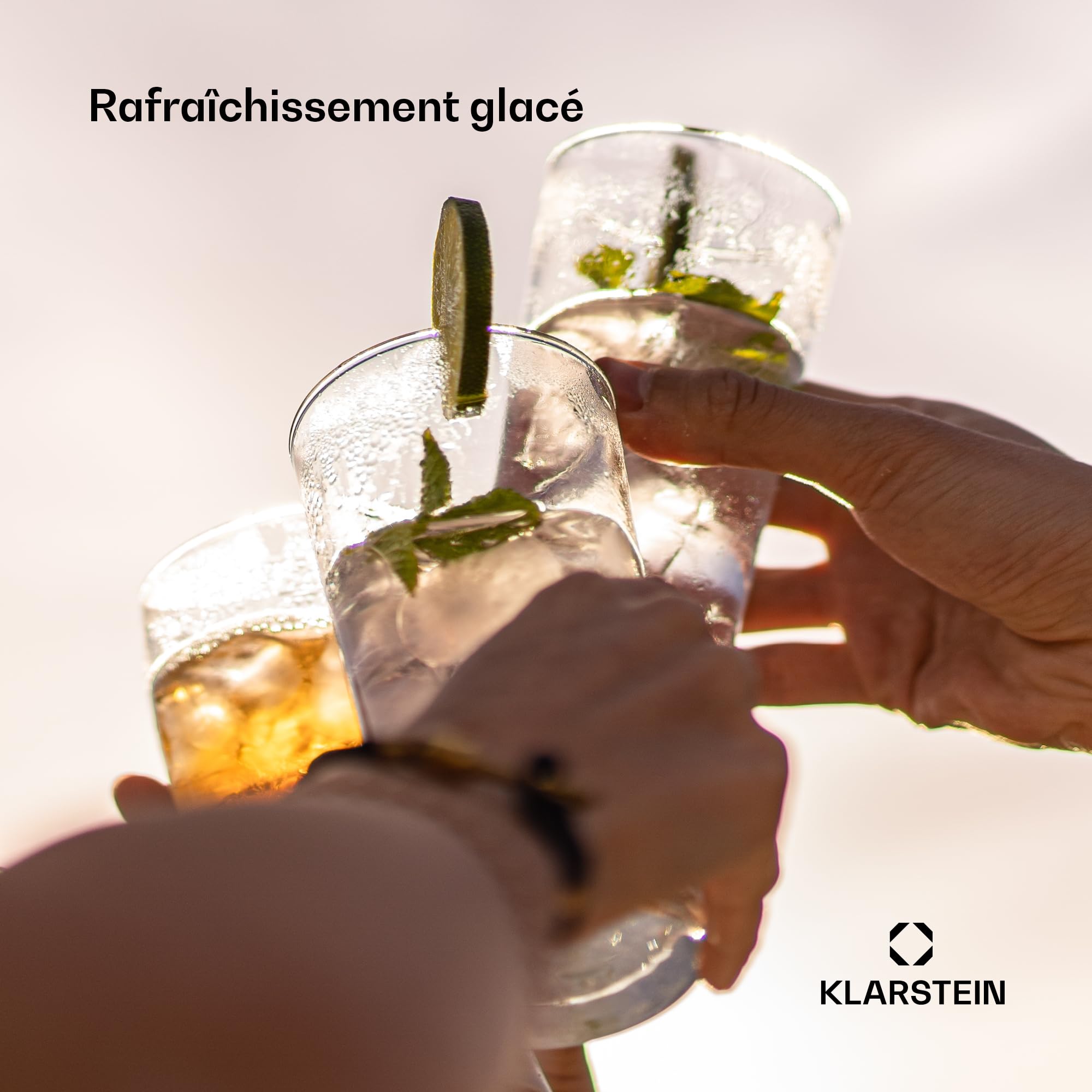 Klarstein Eiszeit Crush Machine à Glaçons Argent – réservoir 1,8 L, 15 kg/24 h, glaçons en 12 min, ~16/cycle | Glace pilée, écran tactile, alarmes