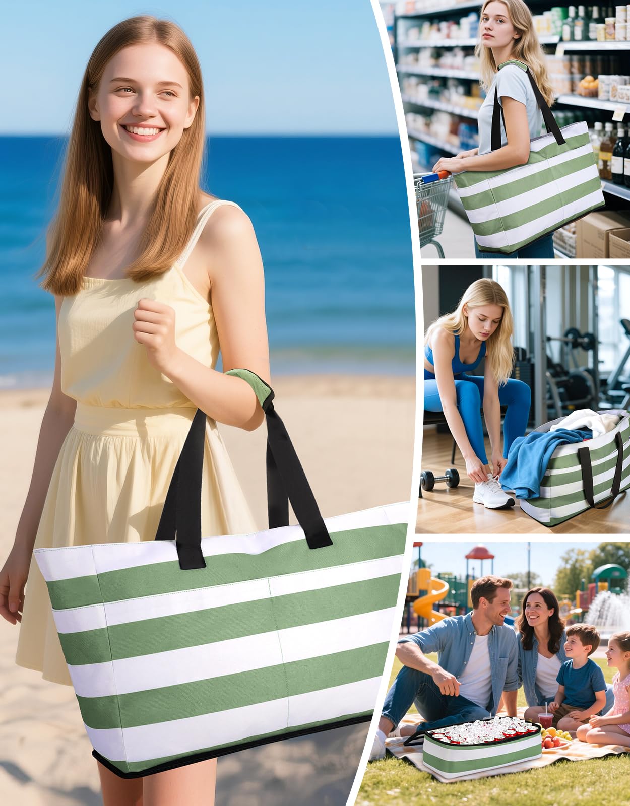 CIRYCASE Sac de Plage XXL 54L avec Isotherme Détachable – Étanche, Compartiment Sec-Humide, Pliable, Femme/Famille