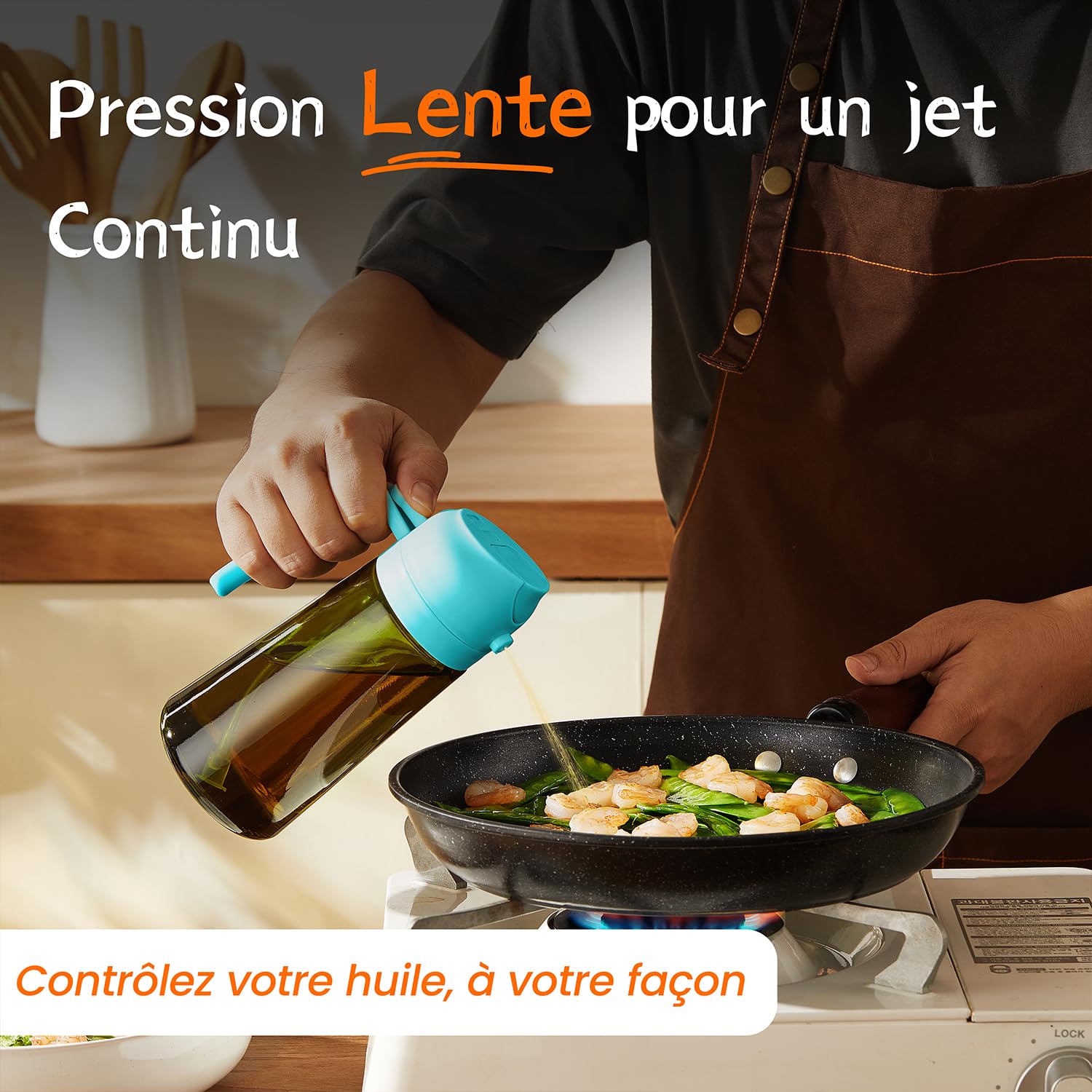 TrendPlain Vaporisateur Huile Cuisine 470ml – Spray 2-en-1 Air Fryer, Salades & Cuisson (Noir)