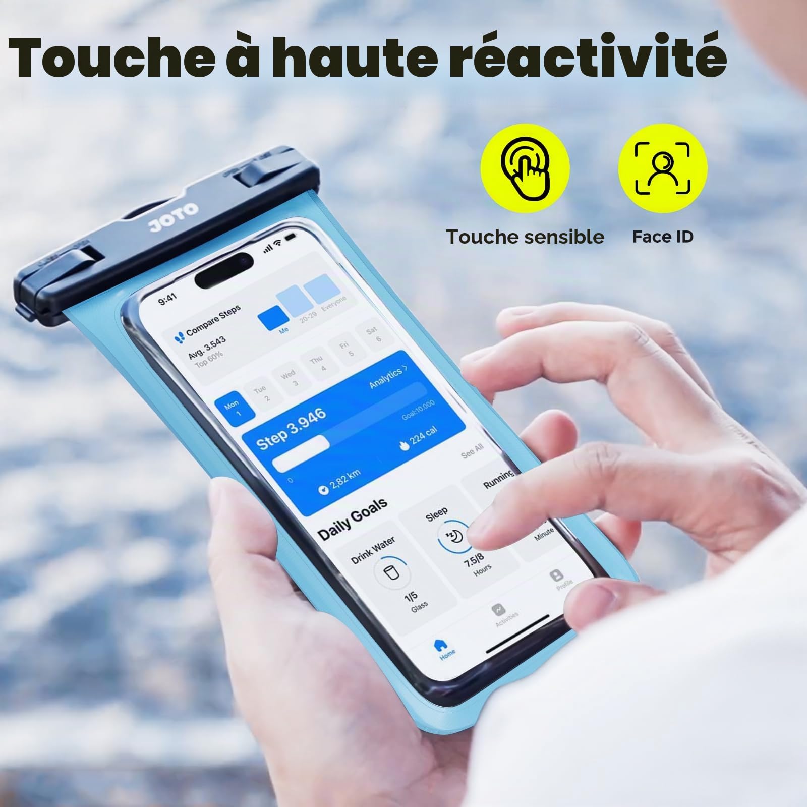 JOTO Pochette Étanche Smartphone IPX8 – Lot de 2, Compatible iPhone 17 à 11, Samsung Galaxy, Redmi, jusqu'à 7 Pouces