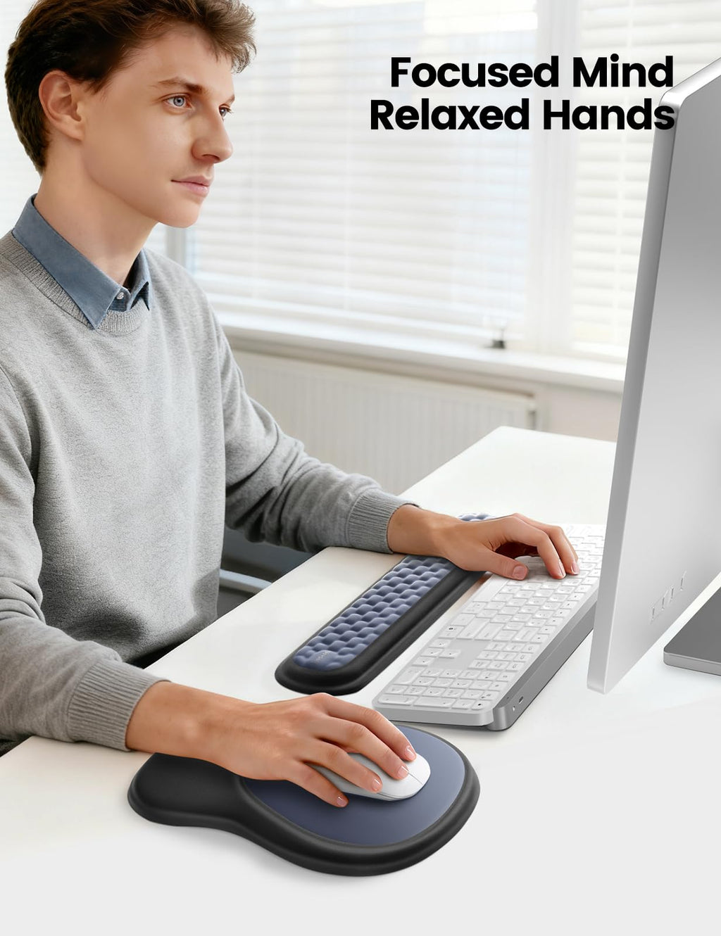 Meatanty Tapis de Souris Ergonomique avec Repose-Poignet en Mousse Mémoire – Antidérapant, Gaming & Bureau
