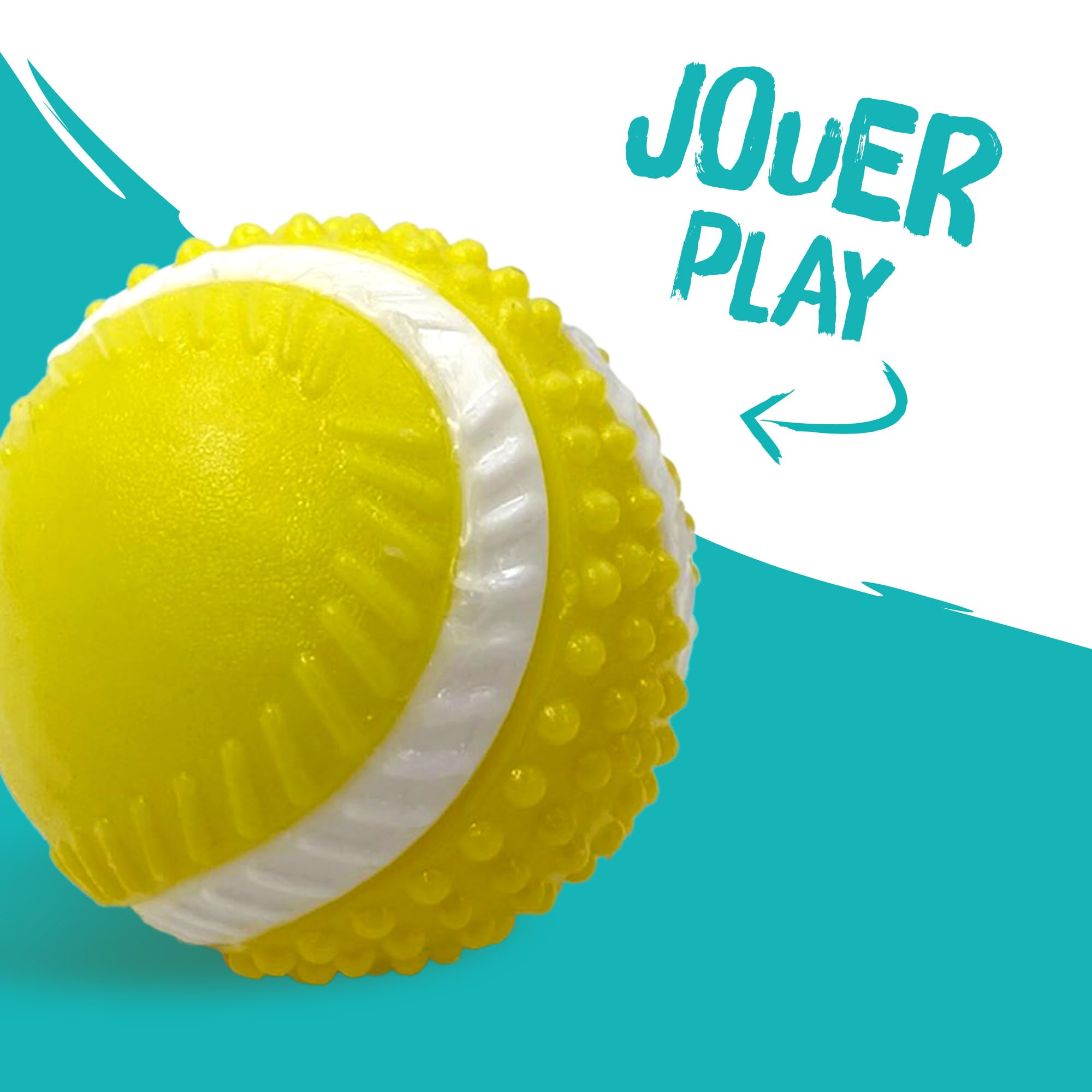 Aimé - Balle pour Chien 5 en 1 Saveur Bœuf - Jouet Interactif/Éducatif pour Développer et Stimuler les 5 Sens - Résistant Toutes Races et Tous Âges - Balle 6 cm