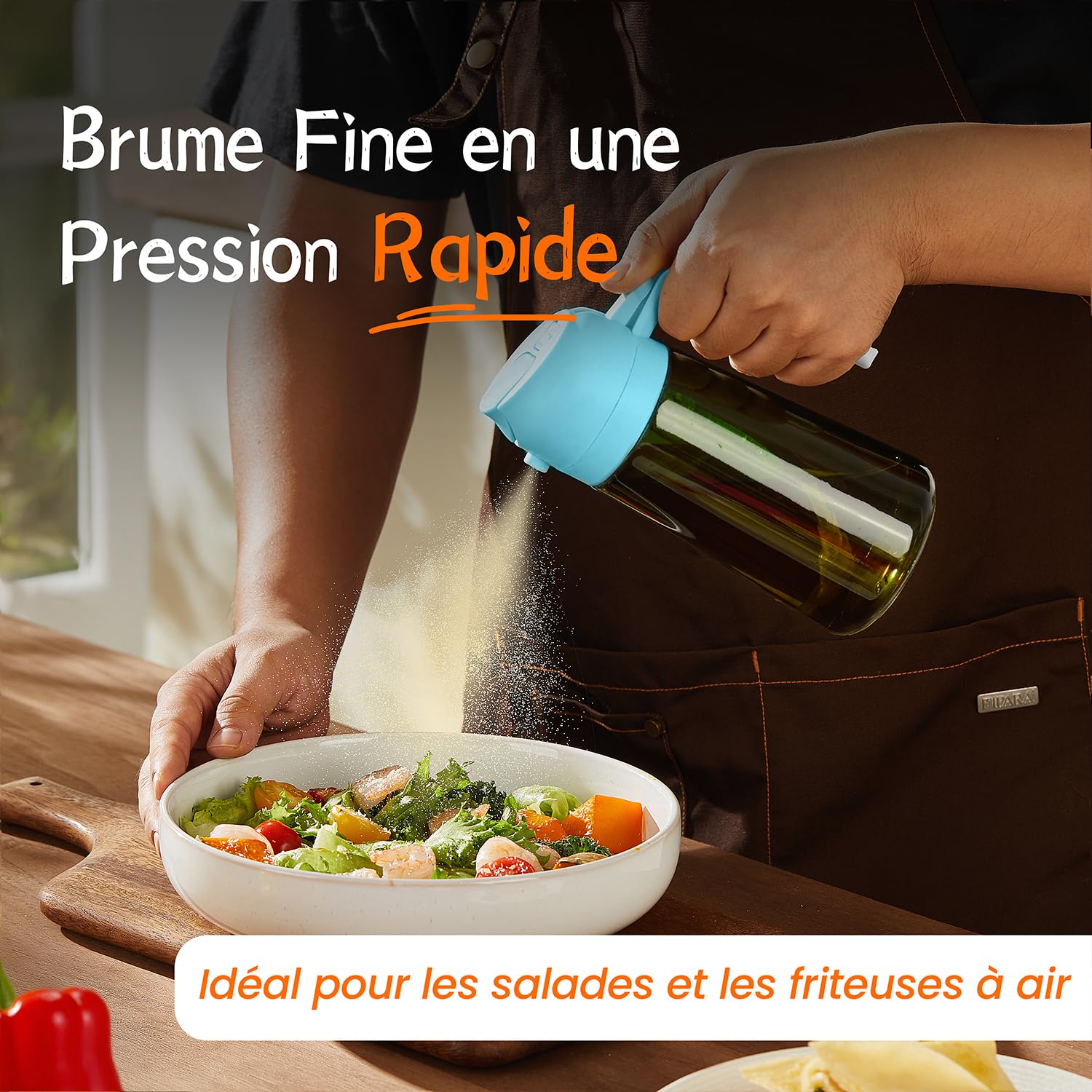 TrendPlain Vaporisateur Huile Cuisine 470ml – Spray 2-en-1 Air Fryer, Salades & Cuisson (Noir)