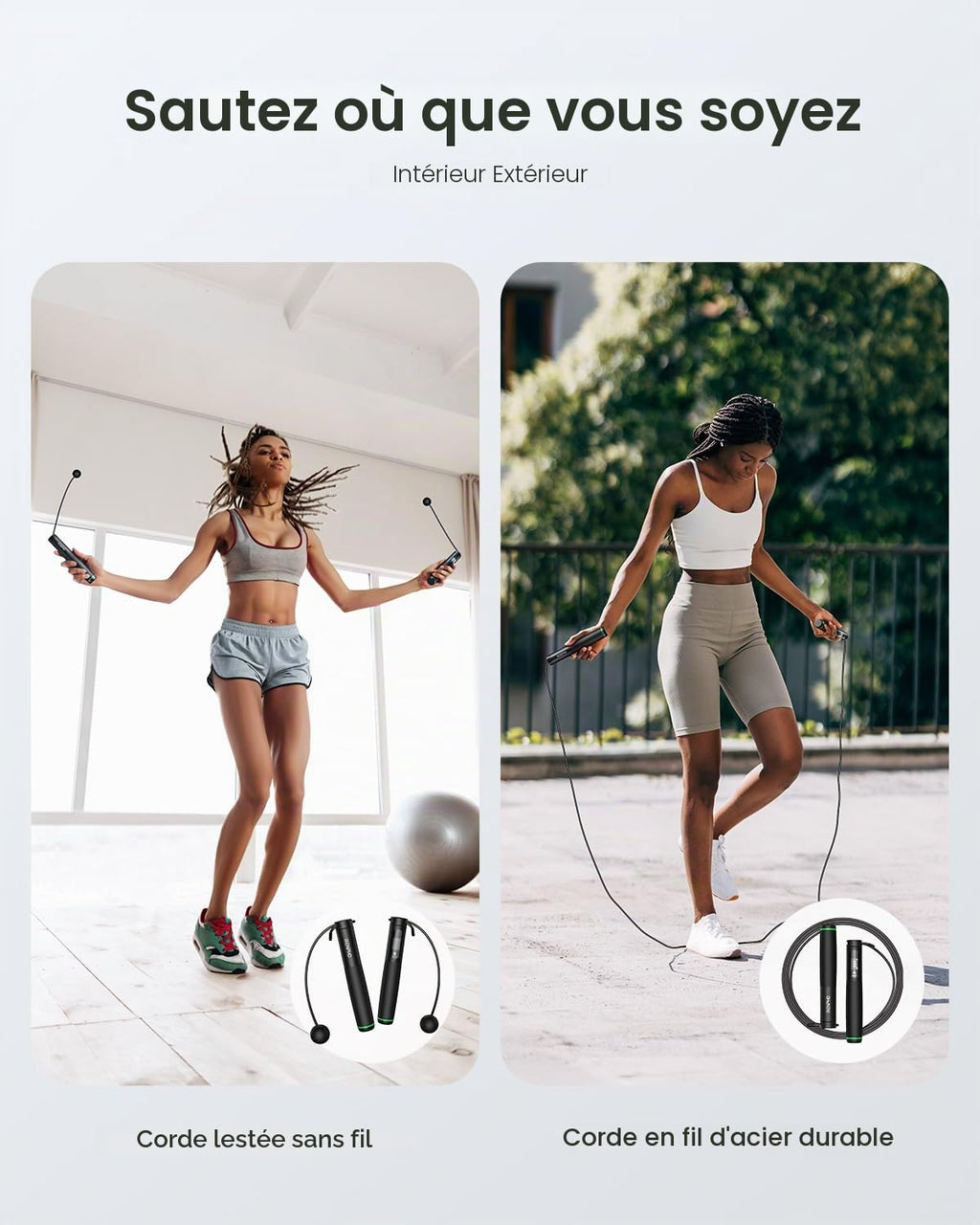 RENPHO Corde à Sauter Intelligente avec Compteur, Corde à Sauter sans Fil Réglable, App Données d'Analyse, Corde a Sauter Fitness Homme Femmes Enfants, Crossfit Équipement d'Entraînement