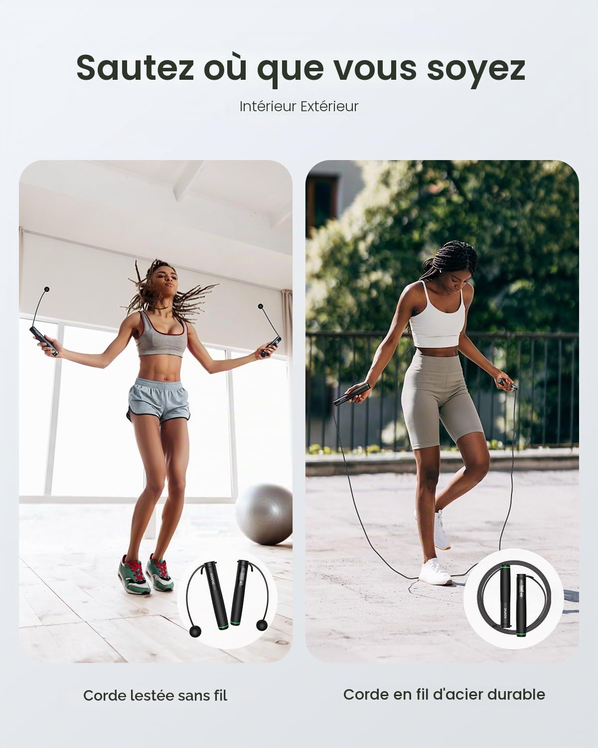 RENPHO Corde à Sauter Intelligente avec Compteur, Corde à Sauter sans Fil Réglable, App Données d'Analyse, Corde a Sauter Fitness Homme Femmes Enfants, Crossfit Équipement d'Entraînement
