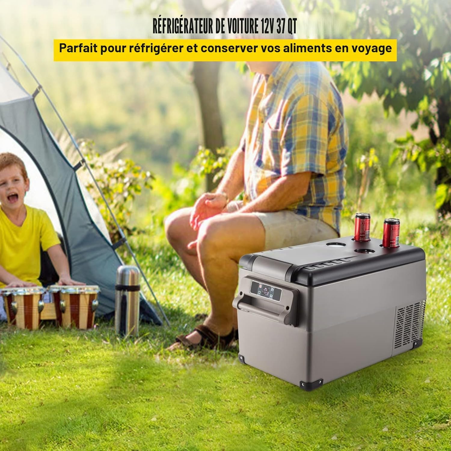 VEVOR Glacière Électrique Voiture, 45 L, Réfrigérateur Portable à Compression, 60 W, Mini Frigo, 69,3x34,5x45,6 cm, Glacière Électrique, Mini Congélateur Compresseur pour Maison/Voiture/Camping