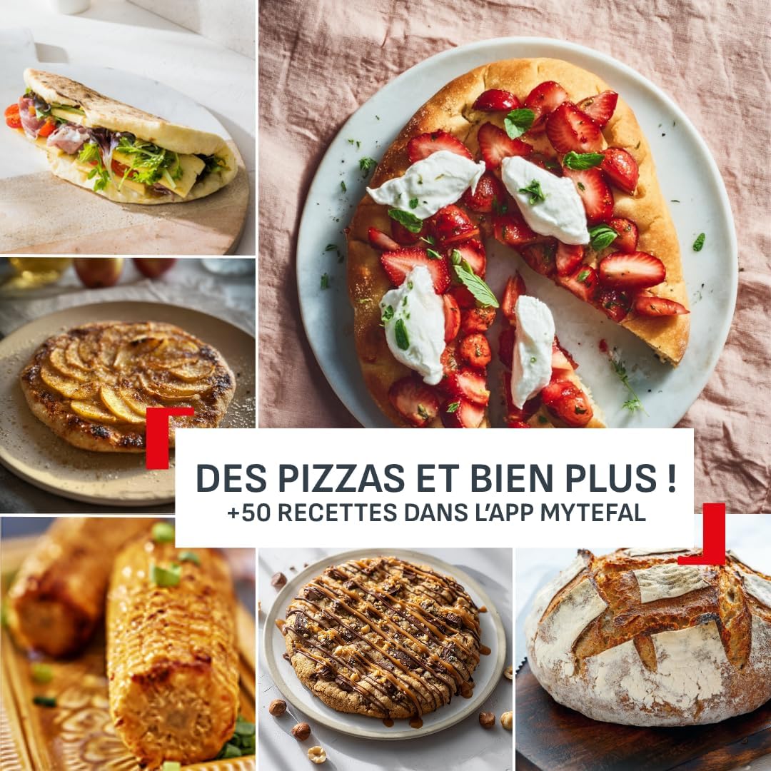 Tefal Pizza Pronto JM600TE0 – Four à Pizza Électrique d'Extérieur 2600W, Pierre Rotative, 400°C