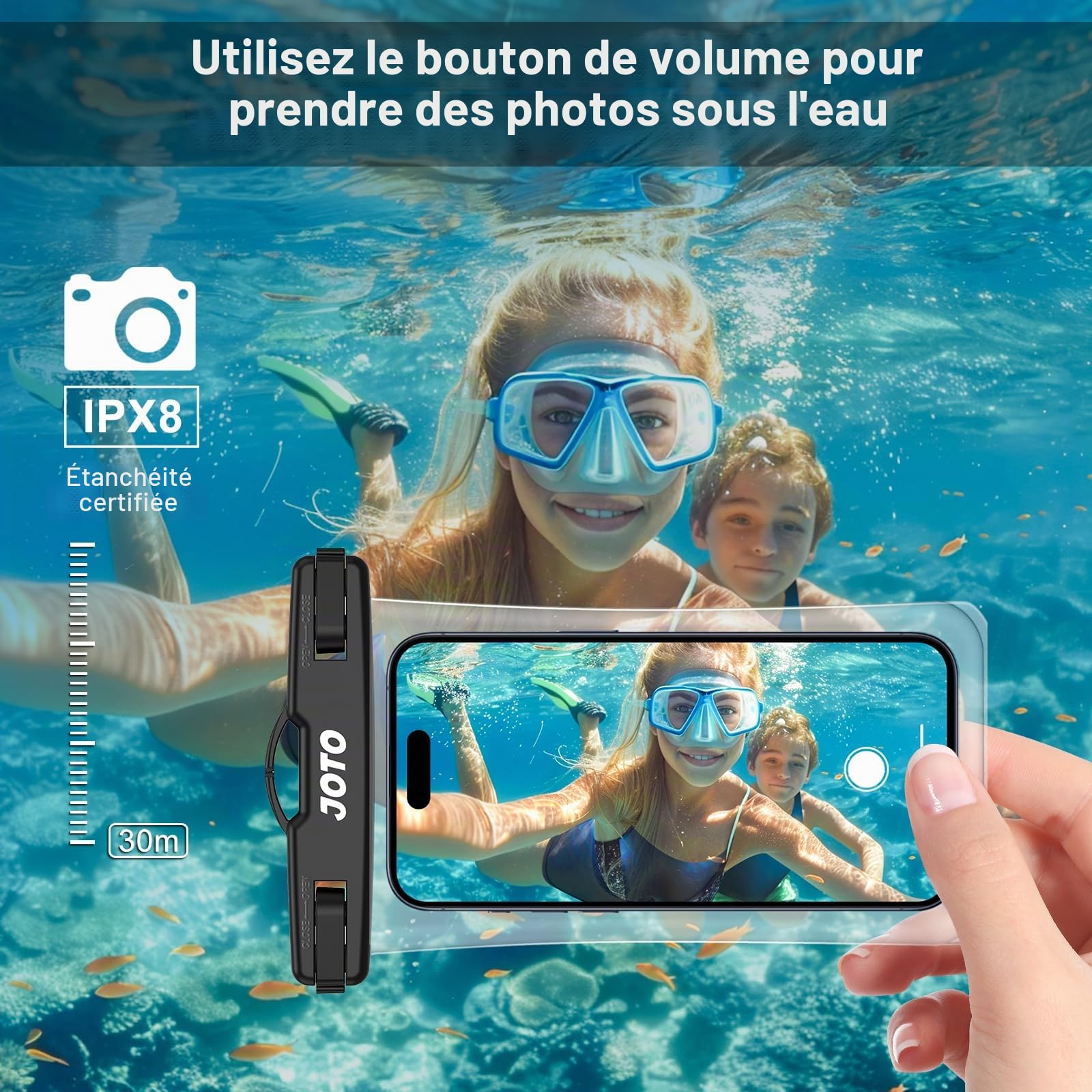 JOTO Pochette Étanche Smartphone IPX8 – Lot de 2, Compatible iPhone 17 à 11, Samsung Galaxy, Redmi, jusqu'à 7 Pouces
