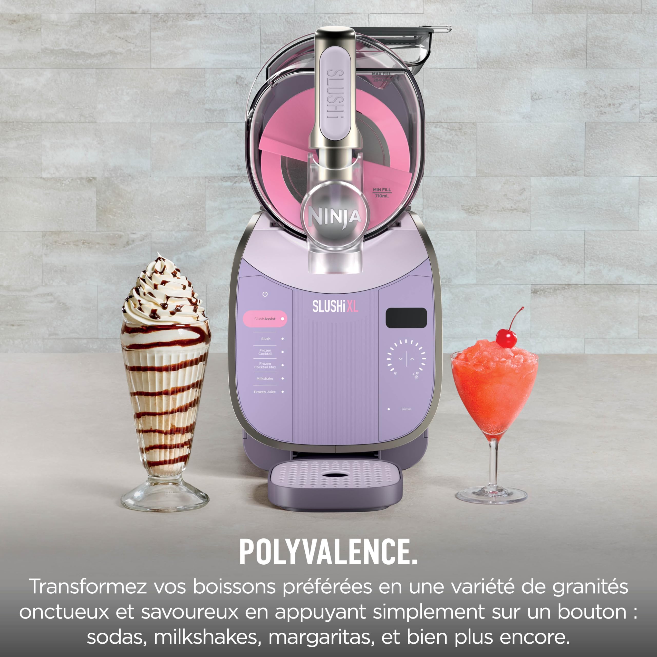 Ninja SLUSHi Machine à boissons glacées, granités, cocktails, frappés, milkshakes et jus glacés, vu sur TikTok, sans glace ni préparation requises, capacité 1,9 l, bleu et gris FS301EU