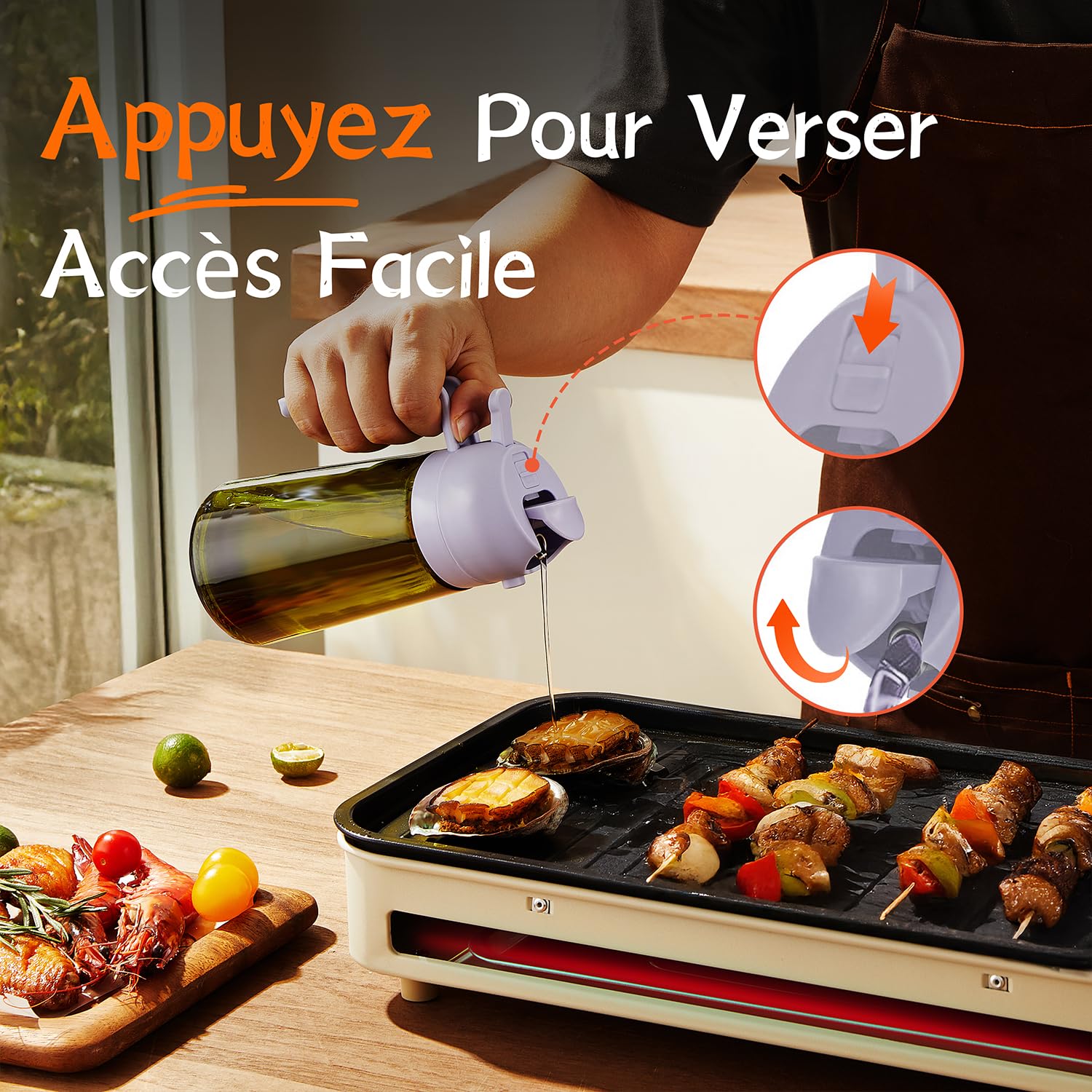 TrendPlain Vaporisateur Huile Cuisine 470ml – Spray 2-en-1 Air Fryer, Salades & Cuisson (Noir)