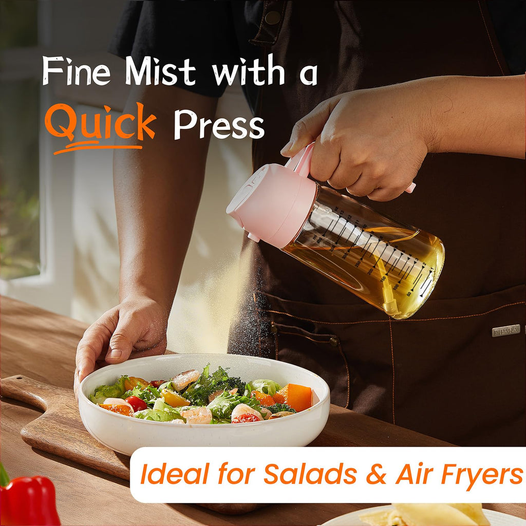 TrendPlain Vaporisateur Huile Cuisine 470ml – Spray 2-en-1 Air Fryer, Salades & Cuisson (Noir)